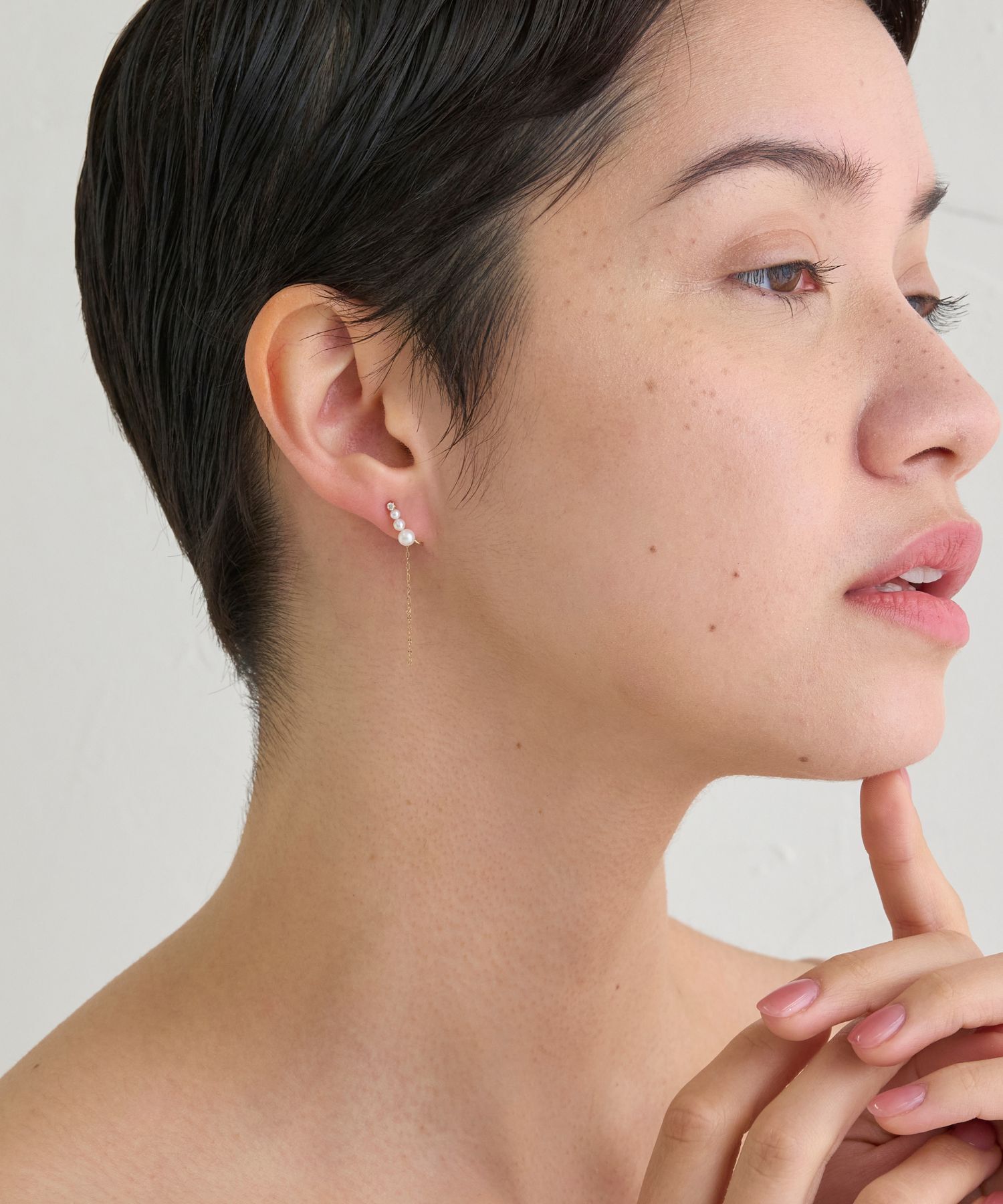 JUPITER「【K10】ダイヤモンド&パールイヤリング」|イヤリング|