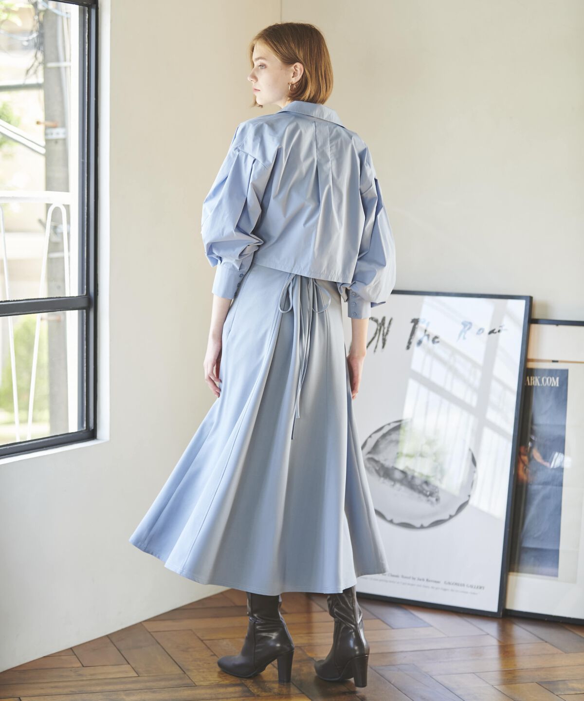 アンドクチュール「クロップド丈シャツ＋キャミワンピース」|ワンピース|