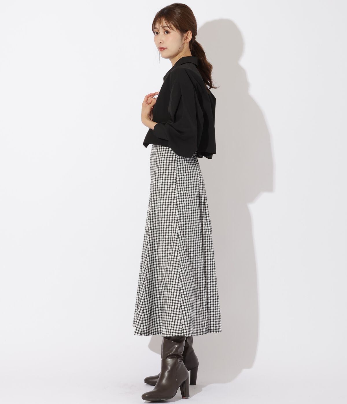 アンドクチュール「クロップド丈シャツ＋キャミワンピース」|ワンピース|