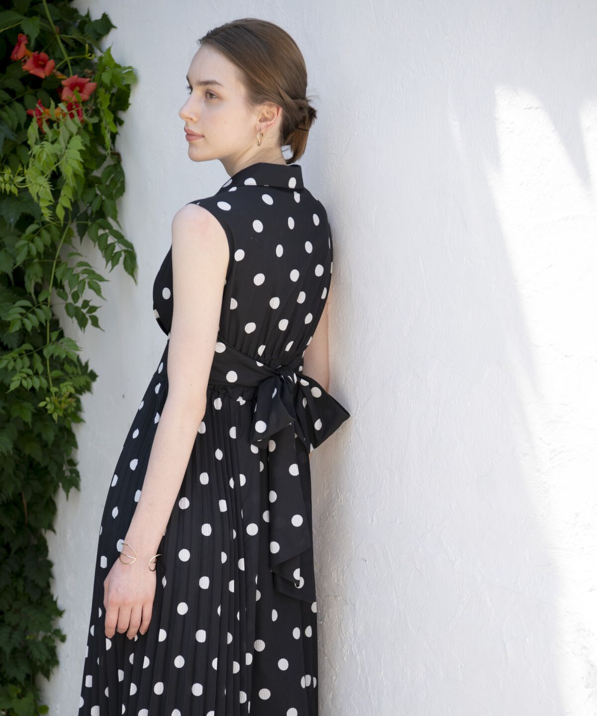 アンドクチュール「シアープリントサイドプリーツワンピース」|ワンピース|