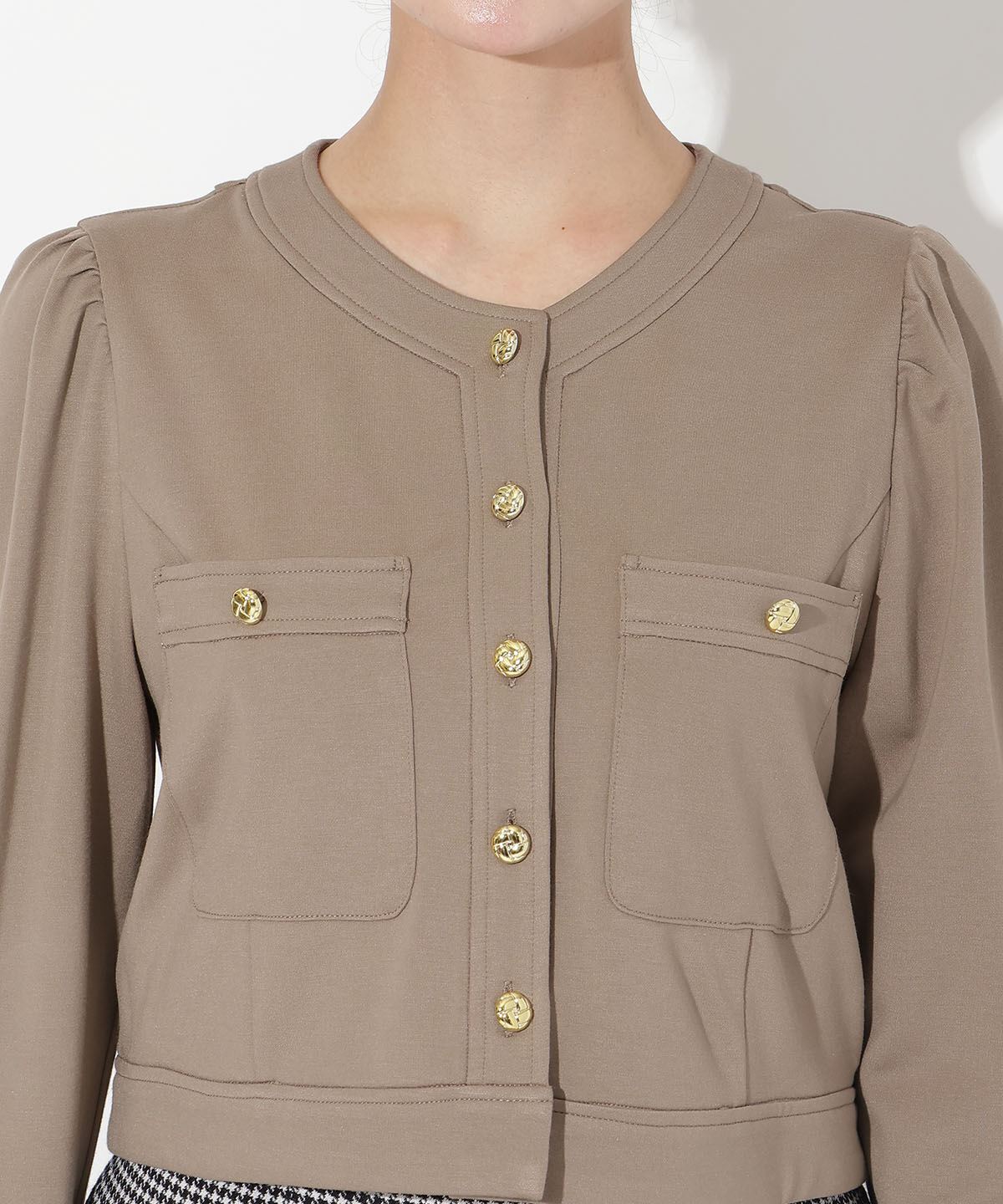 アンドクチュール「ポンチノーカラー長袖ジャケット」|その他|