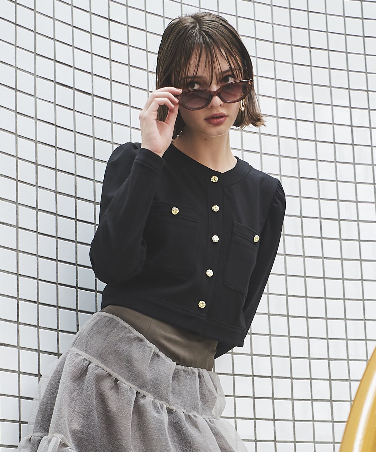 アンドクチュール「ポンチノーカラー長袖ジャケット」|その他|