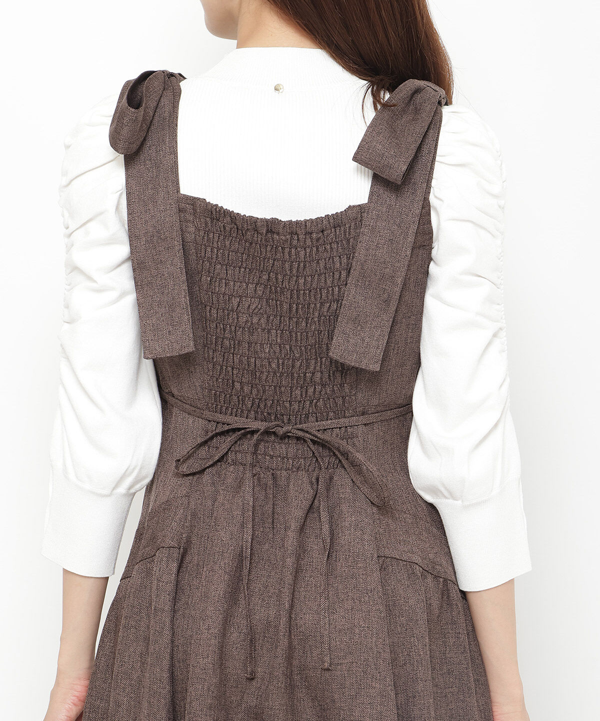 アンドクチュール「ツイードショルダーリボンジャンスカ」|ジャンパースカート|