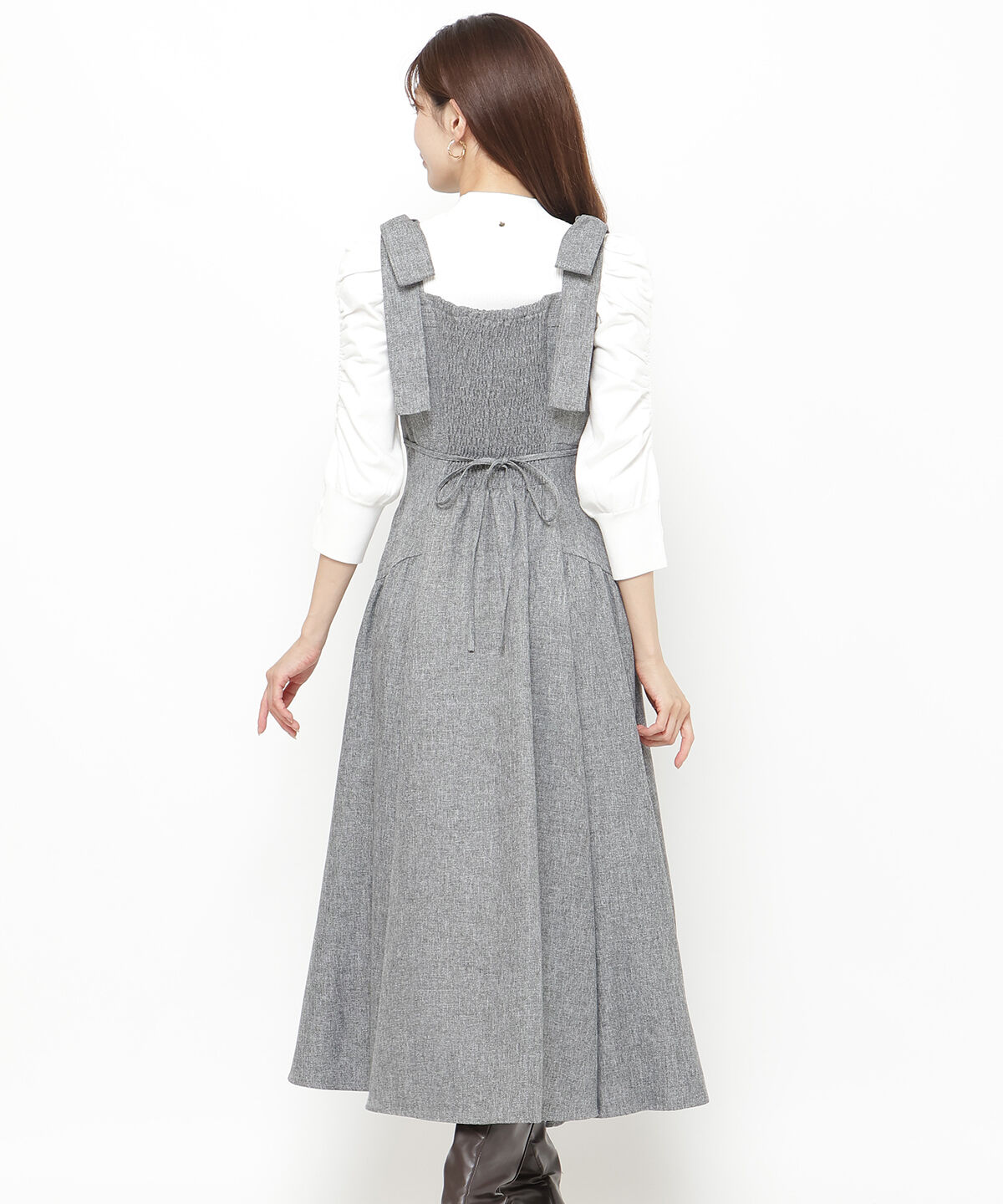 アンドクチュール「ツイードショルダーリボンジャンスカ」|ジャンパースカート|