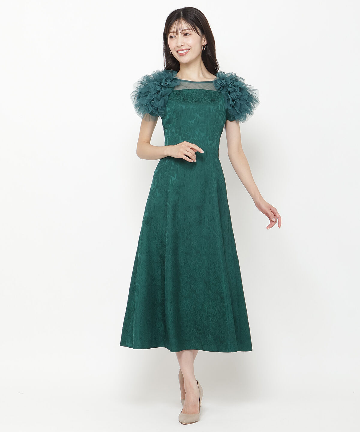 アンドクチュール「フリルチュールショルダーフレアドレス」|ドレス|