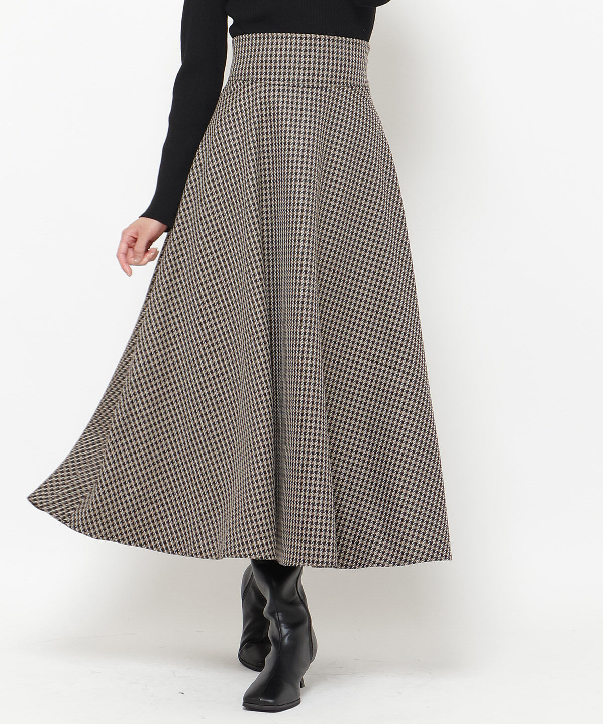 アンドクチュール「千鳥ジャガードフレアスカート」|フレア|