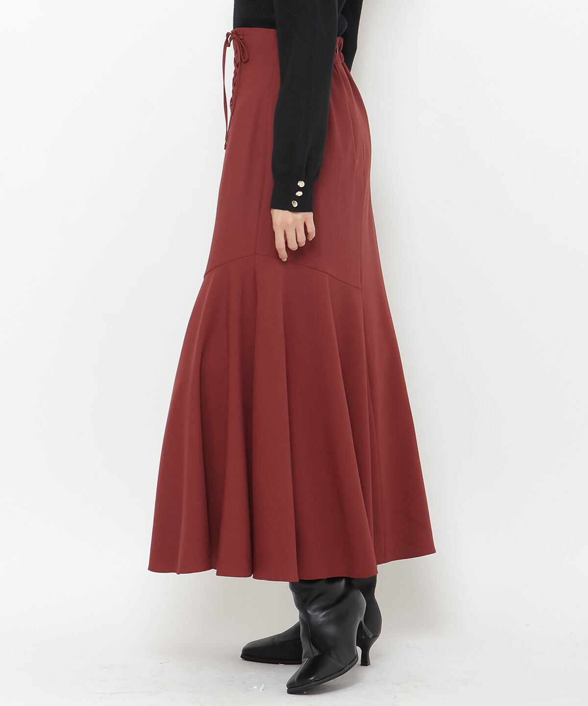 アンドクチュール「フロントレースアップアシメフレアスカート」|フレア|