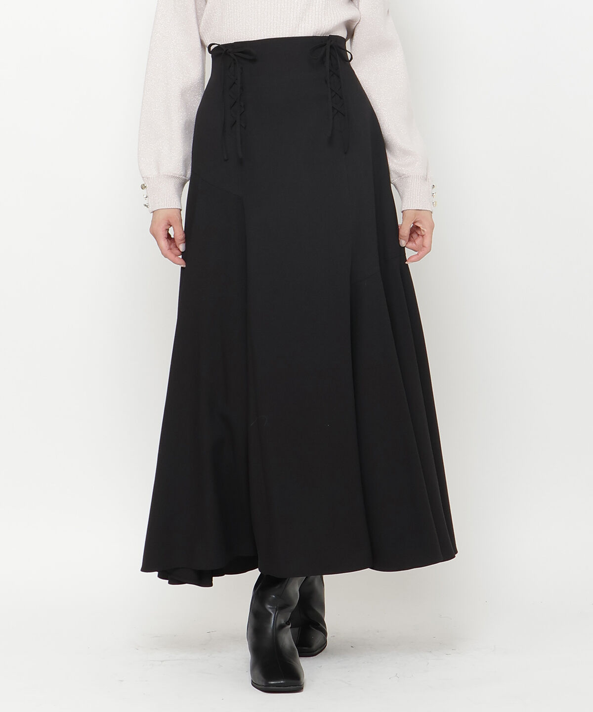 アンドクチュール「フロントレースアップアシメフレアスカート」|フレア|