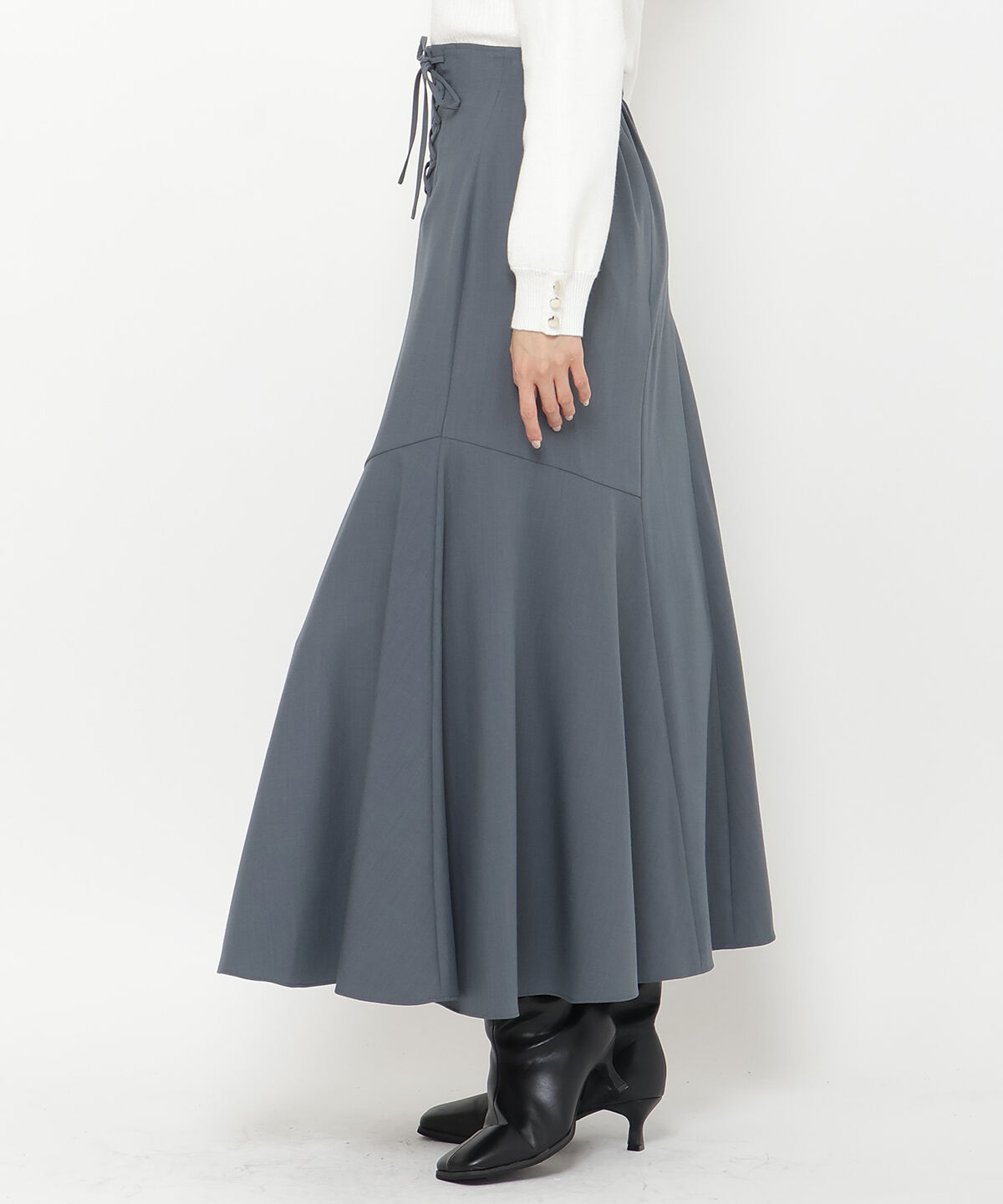 アンドクチュール「フロントレースアップアシメフレアスカート」|フレア|