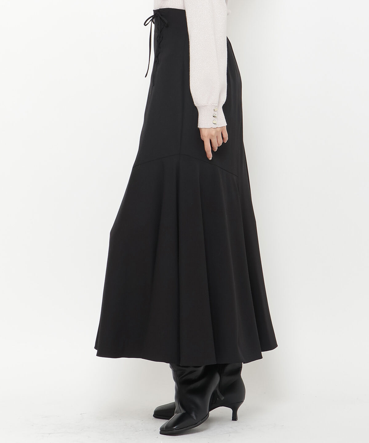 アンドクチュール「フロントレースアップアシメフレアスカート」|フレア|