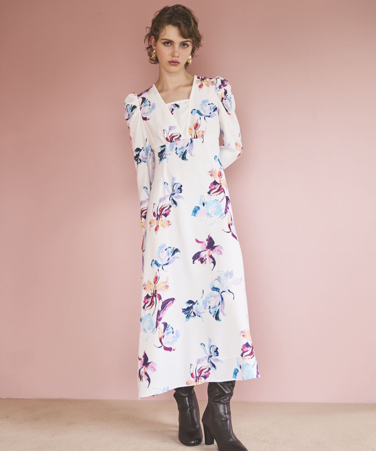 アンドクチュール「ウォーターフラワープリントワンピース」|ワンピース|