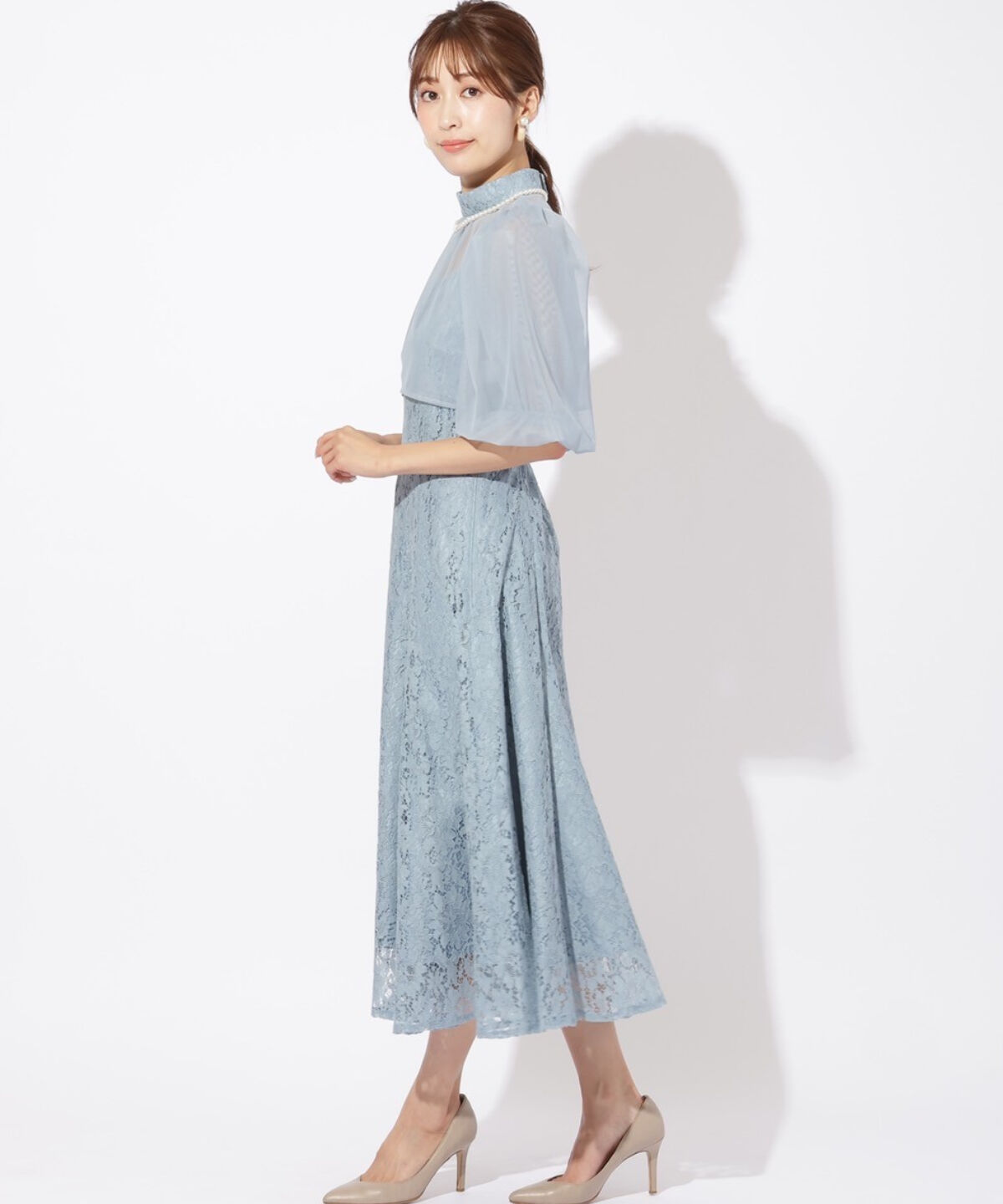 アンドクチュール「チュールブラウスレイヤーレースドレス」|ドレス|