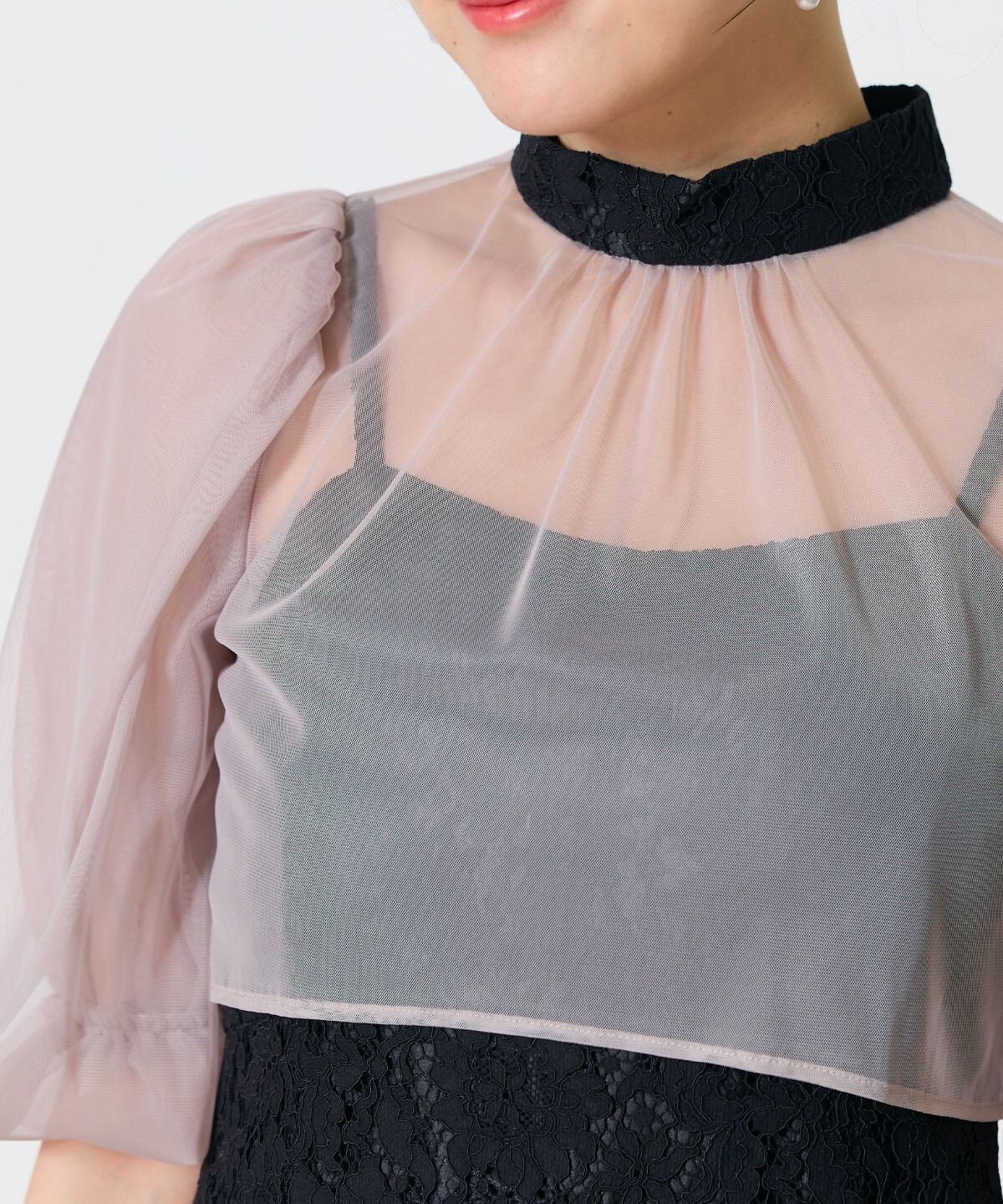 アンドクチュール「チュールブラウスレイヤーレースドレス」|ドレス|