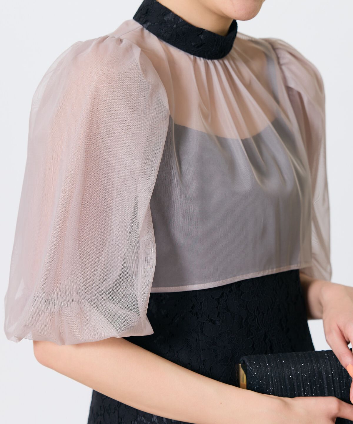 アンドクチュール「チュールブラウスレイヤーレースドレス」|ドレス|