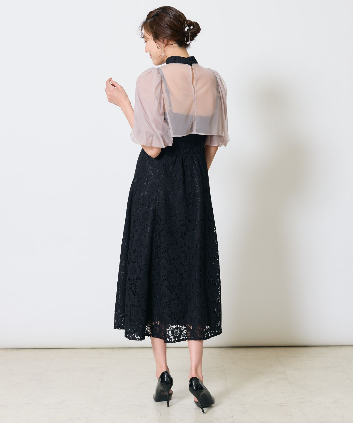 アンドクチュール「チュールブラウスレイヤーレースドレス」|ドレス|