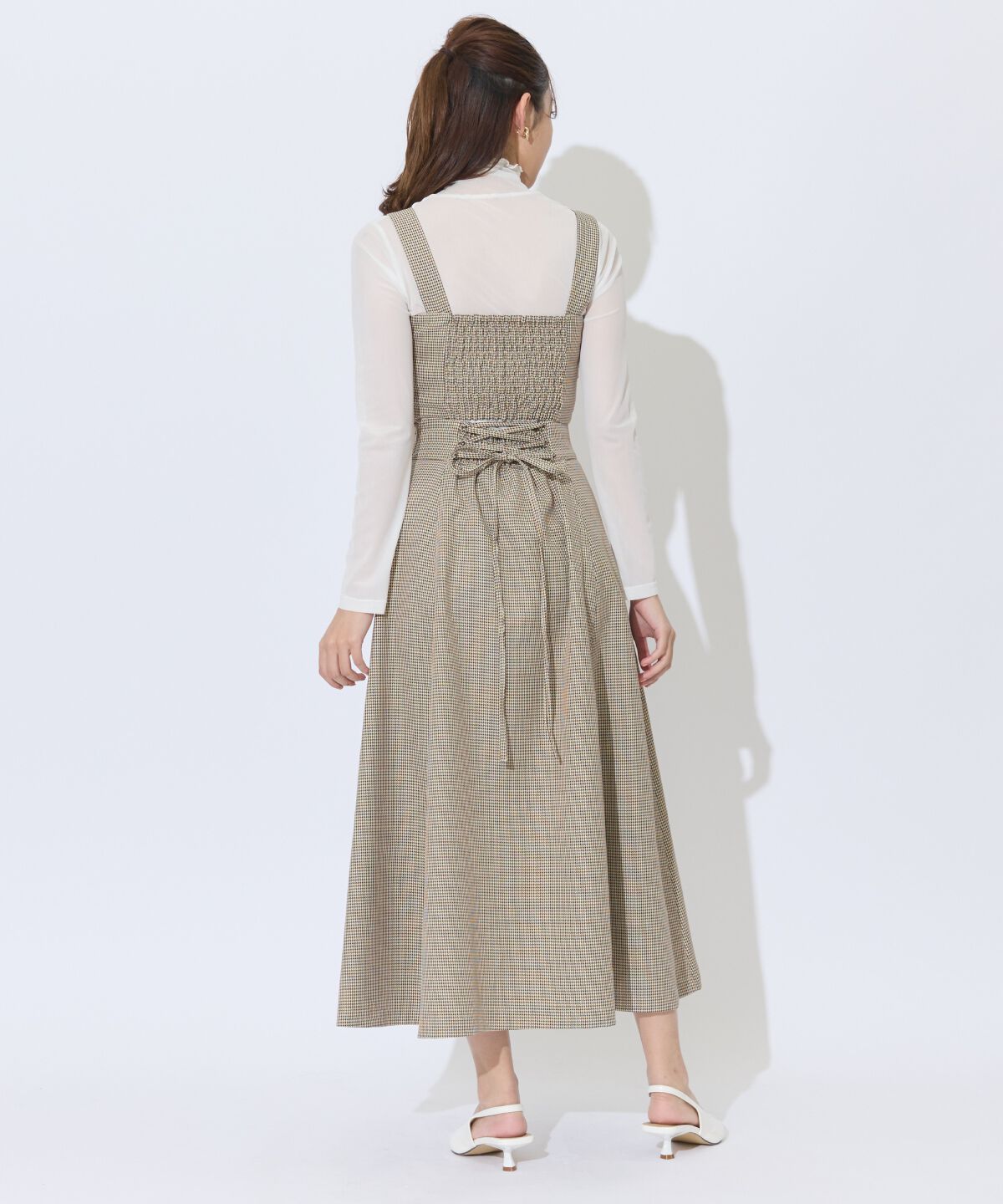 アンドクチュール「千鳥柄クラシカルリボンセットアップ」|ワンピース|