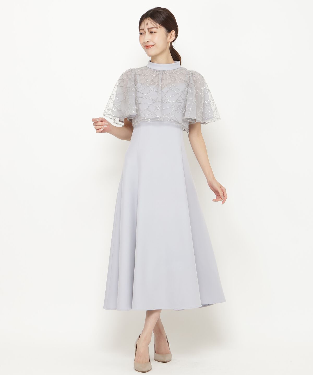 アンドクチュール「スパンコールチュールレイヤードレス」|ドレス|