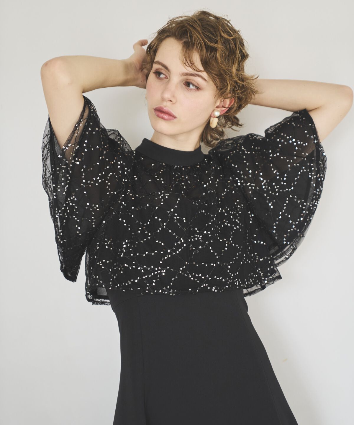 アンドクチュール「スパンコールチュールレイヤードレス」|ドレス|