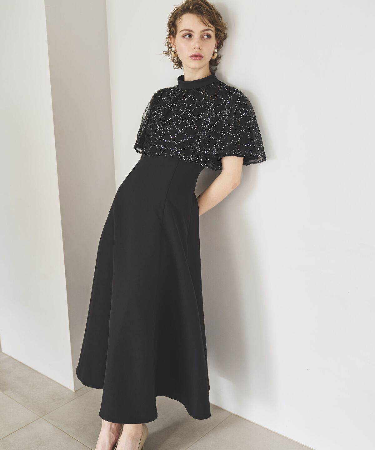 アンドクチュール「スパンコールチュールレイヤードレス」|ドレス|