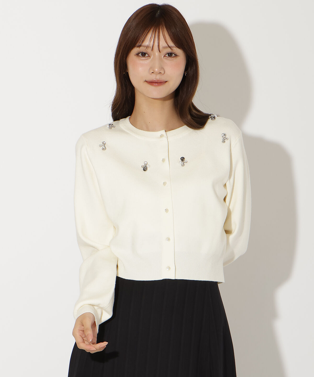 アンドクチュール「ビジュー&times;パールニットカーディガン」|カーディガン|ﾗｲﾄﾍﾞｰｼﾞｭ