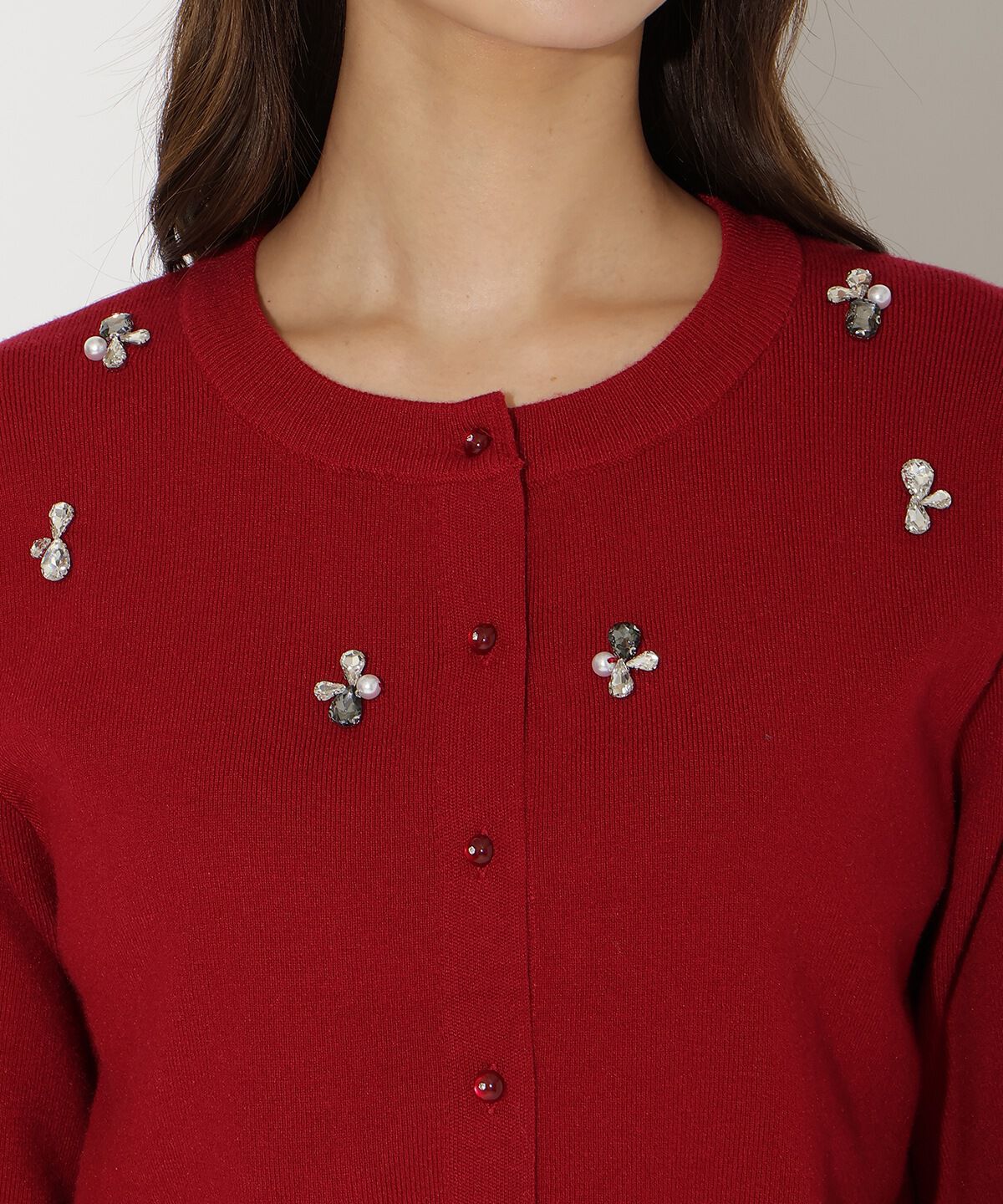 アンドクチュール「ビジュー&times;パールニットカーディガン」|カーディガン|