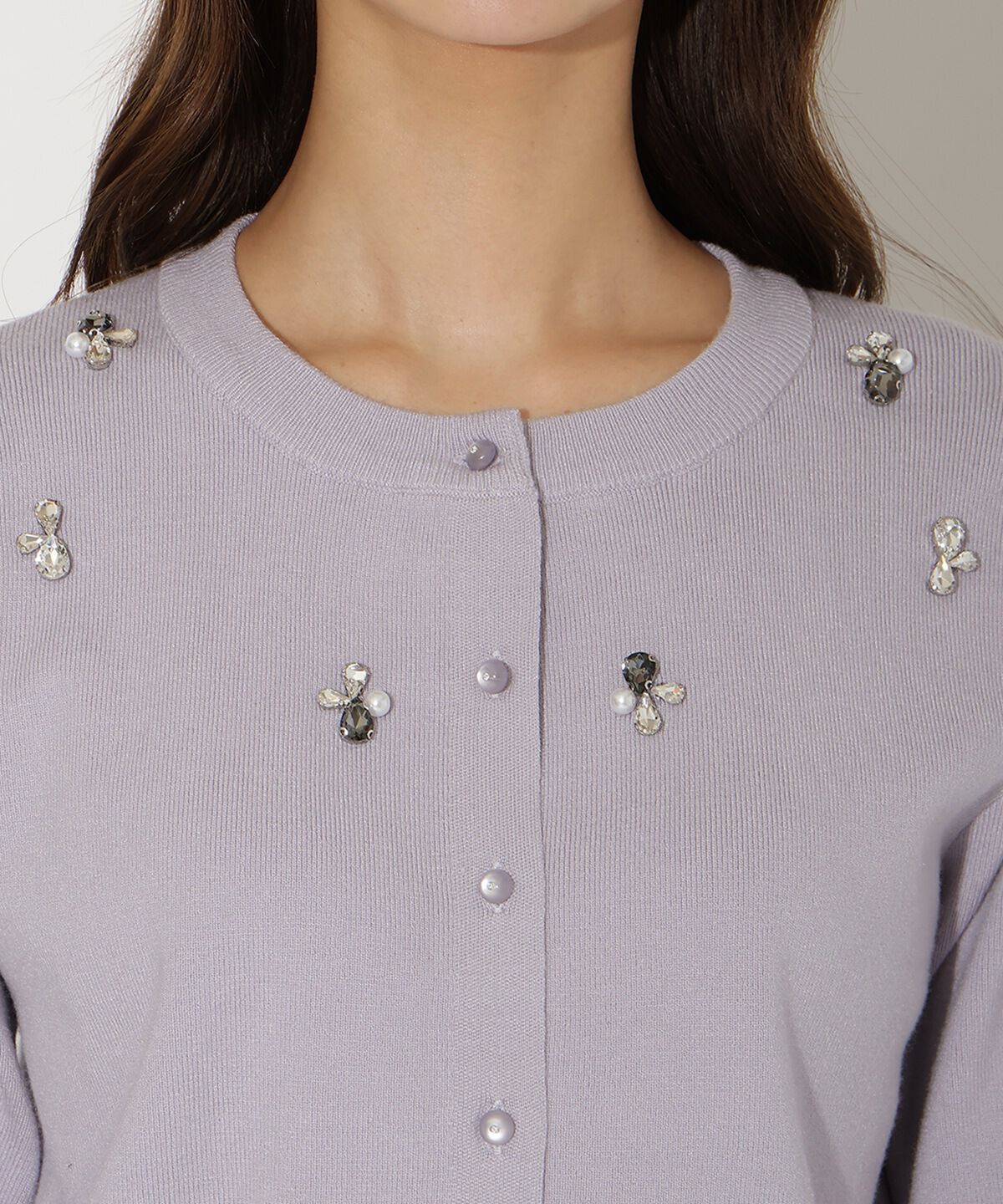 アンドクチュール「ビジュー&times;パールニットカーディガン」|カーディガン|