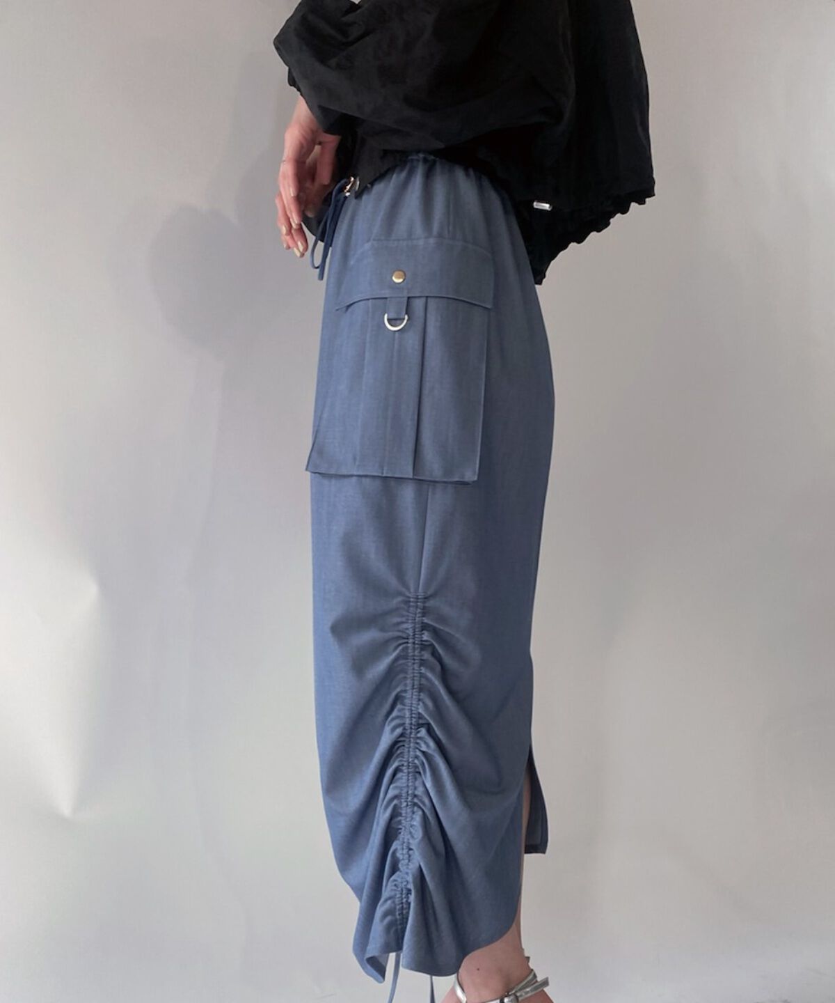 REDYAZEL「ミリタリーポケットデザインドロストマキシスカート」|タイト|