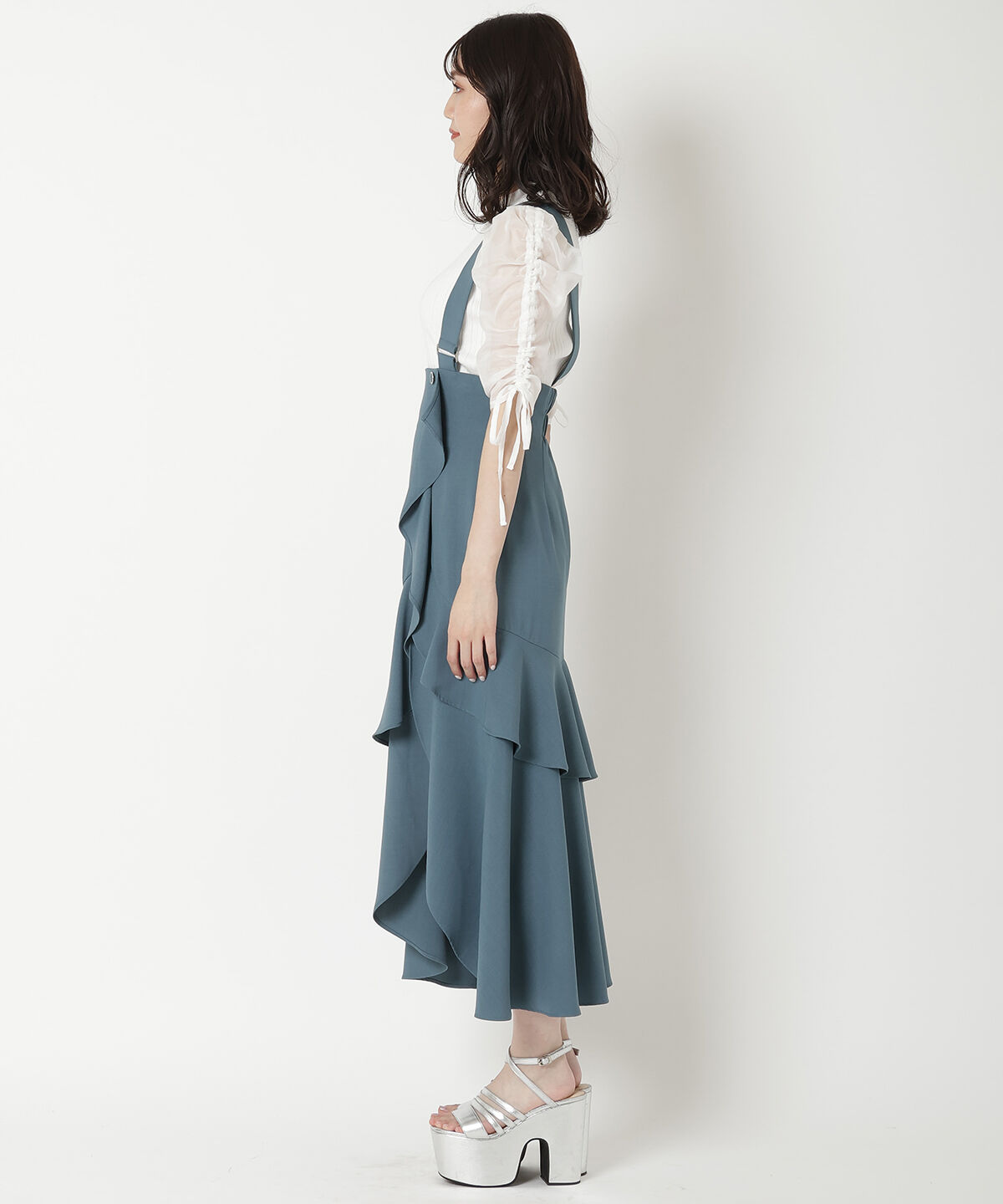 REDYAZEL「サス付きアシメフレアスカート」|フレア|