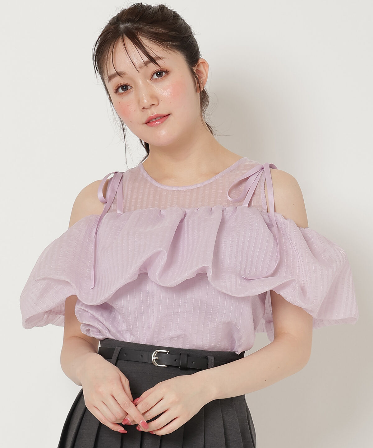 REDYAZEL「ストライプシアートップス」|Tシャツ・カットソー|ピンク