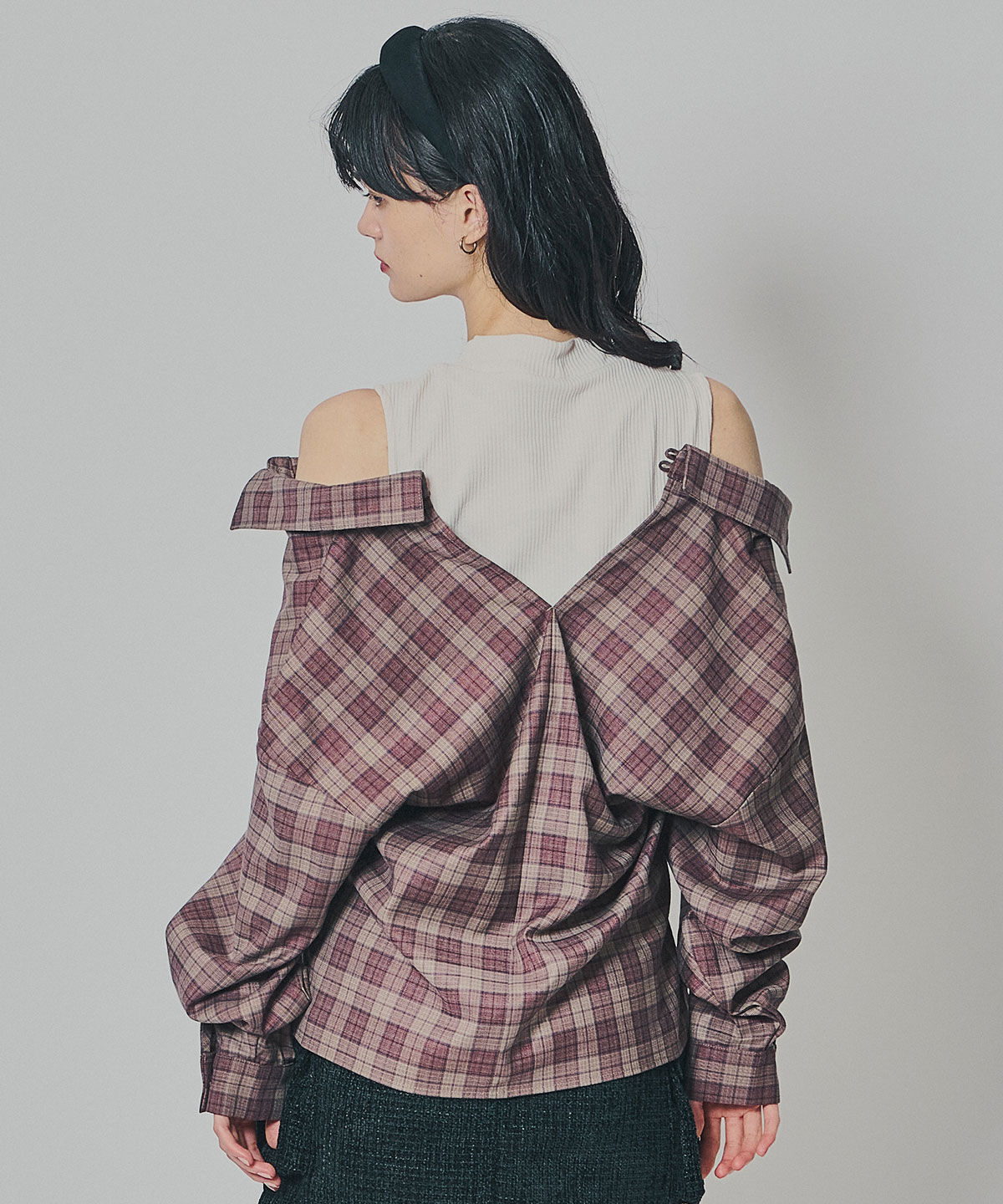 REDYAZEL「マルチウェイオフショルチェックシャツ&times;タンクトップ」|シャツ・ブラウス|