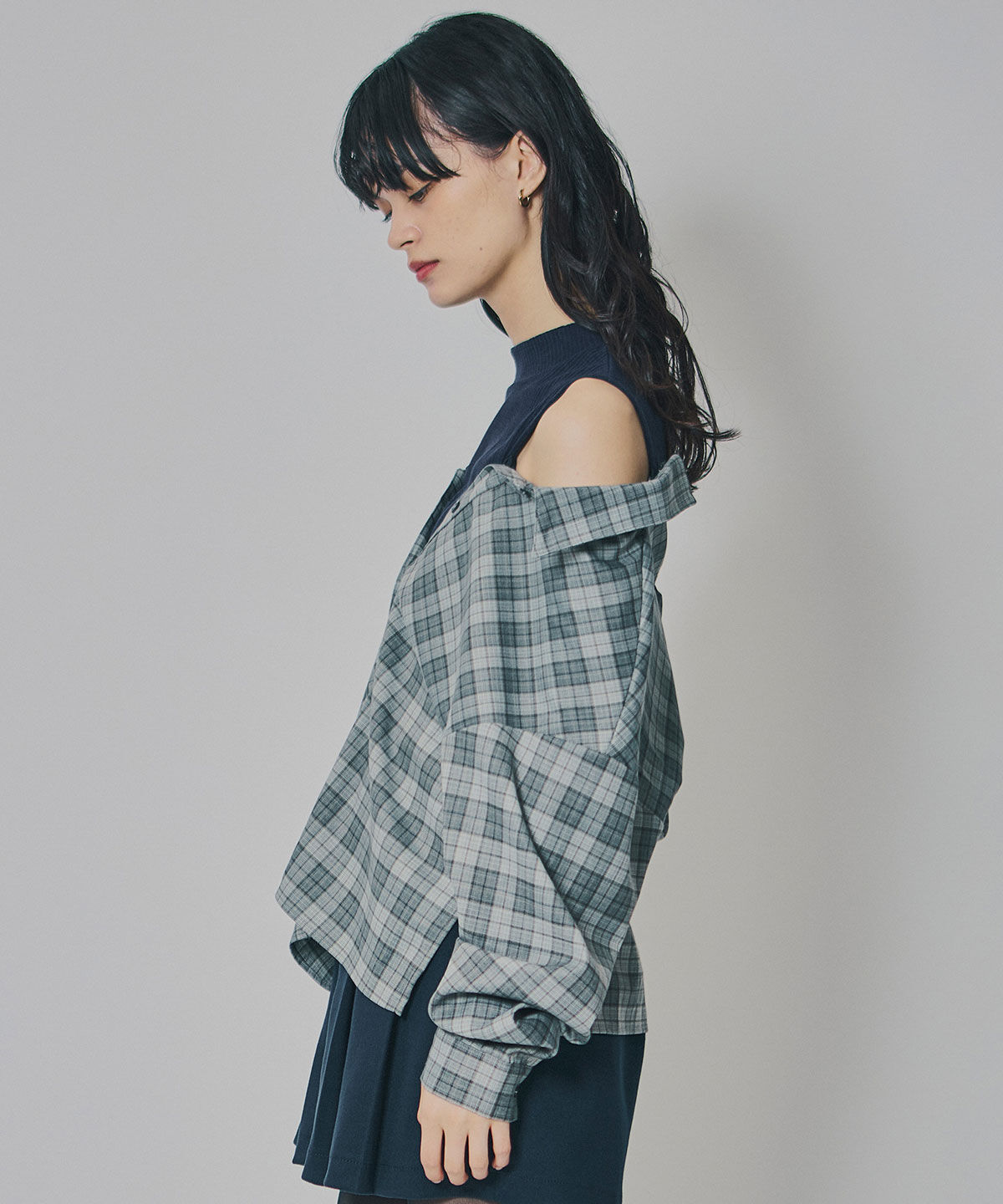 REDYAZEL「マルチウェイオフショルチェックシャツ&times;タンクトップ」|シャツ・ブラウス|