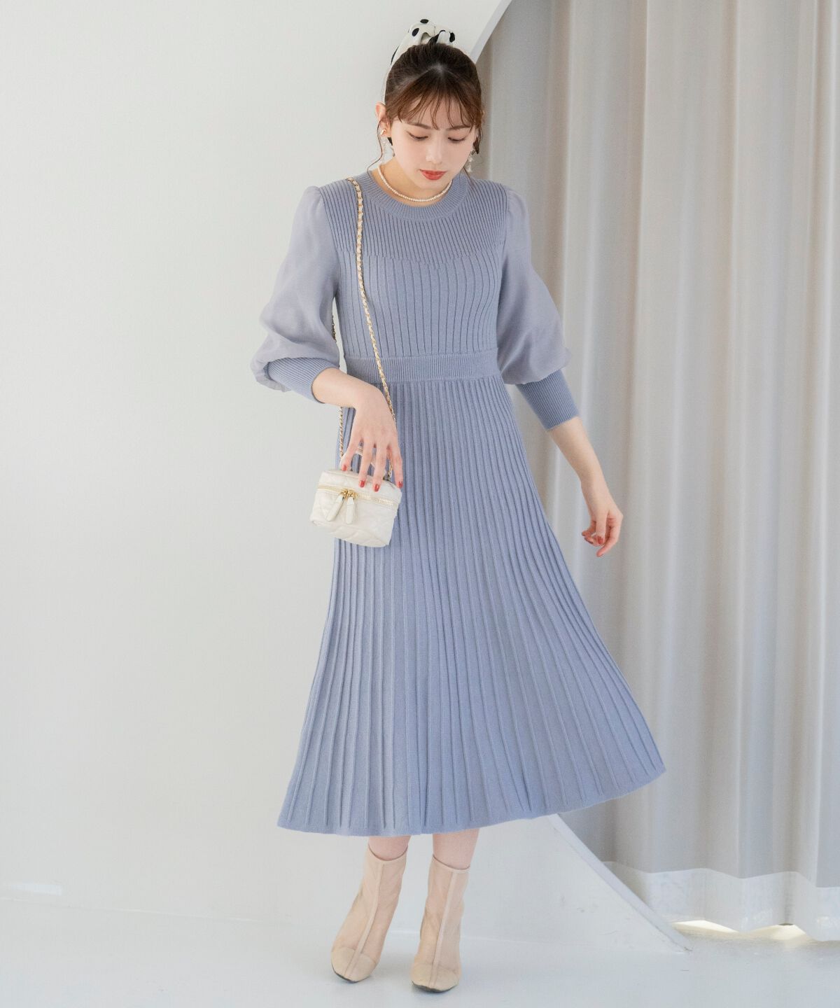 WILLSELECTION「袖オーガンジーニットワンピース」|ワンピース|