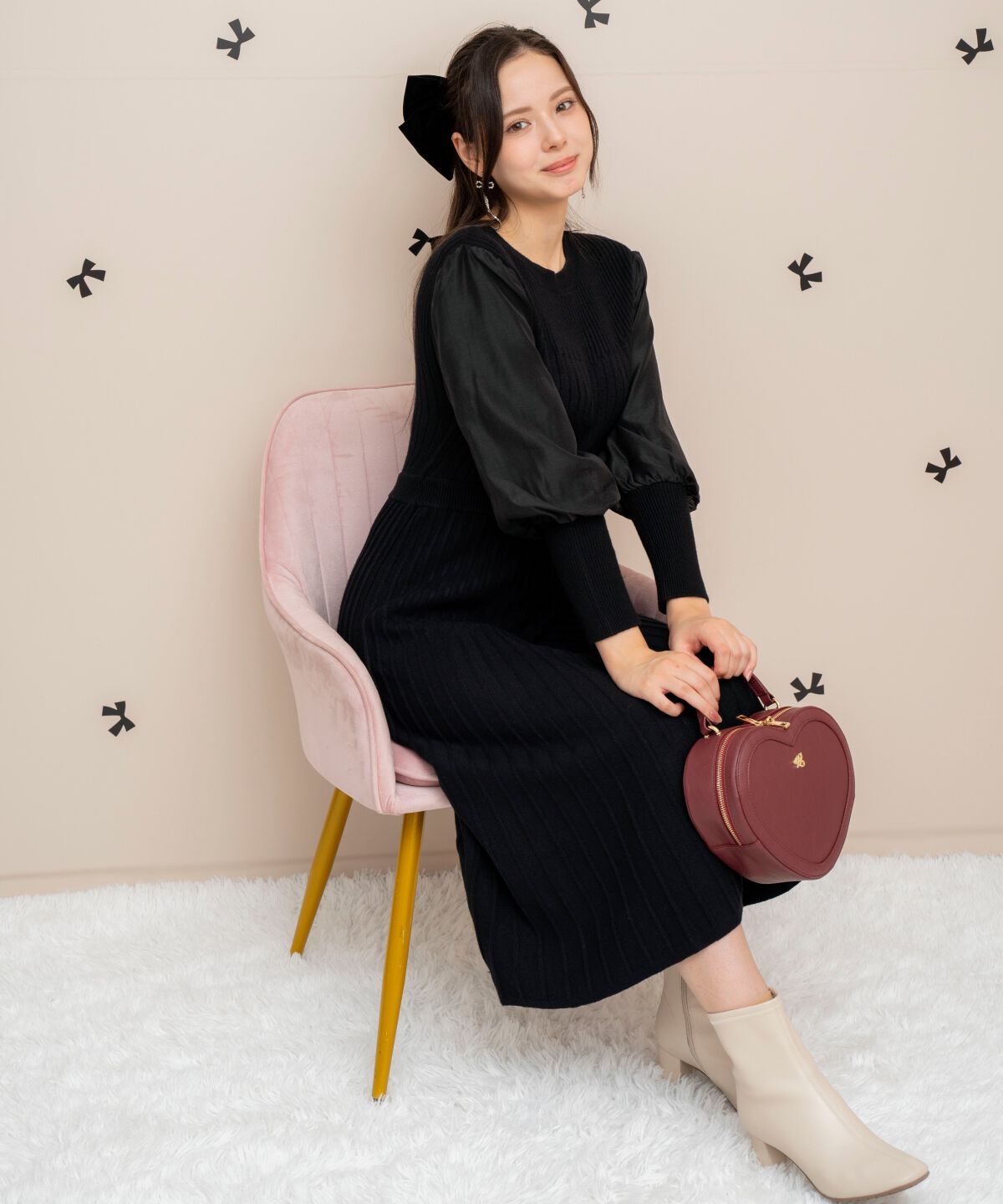 WILLSELECTION「袖オーガンジーニットワンピース」|ワンピース|