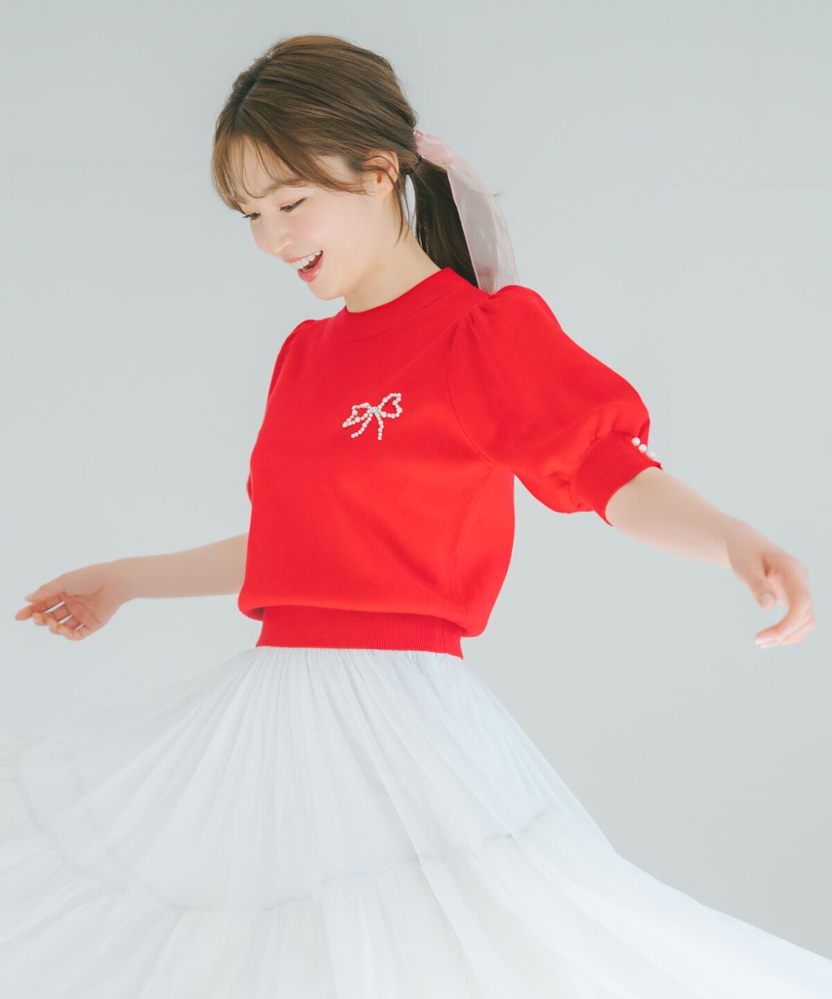 WILLSELECTION「リボンモチーフニットプルオーバー」|ニット・セーター|