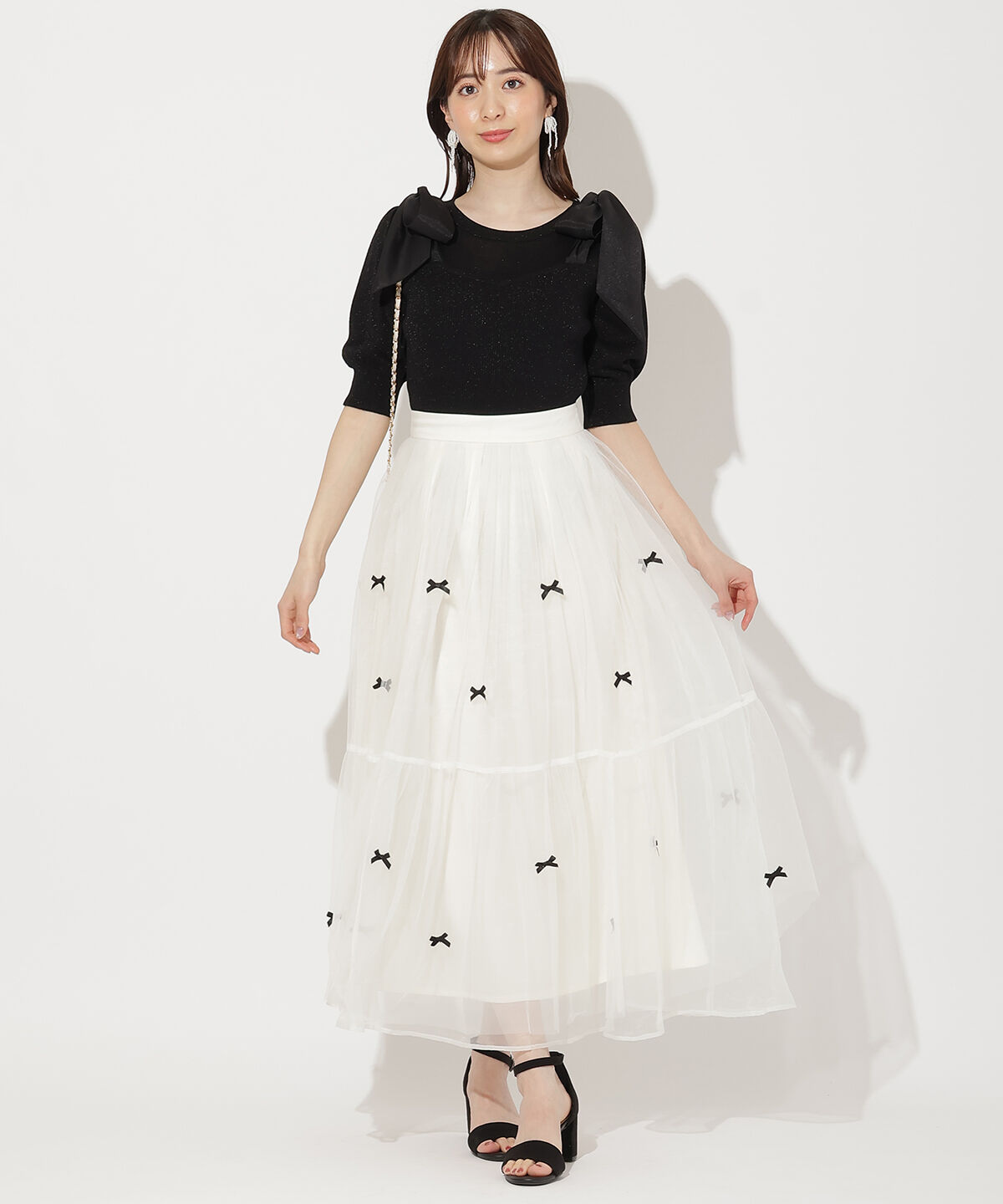 WILLSELECTION「リボンデザインチュールスカート」|フレア|