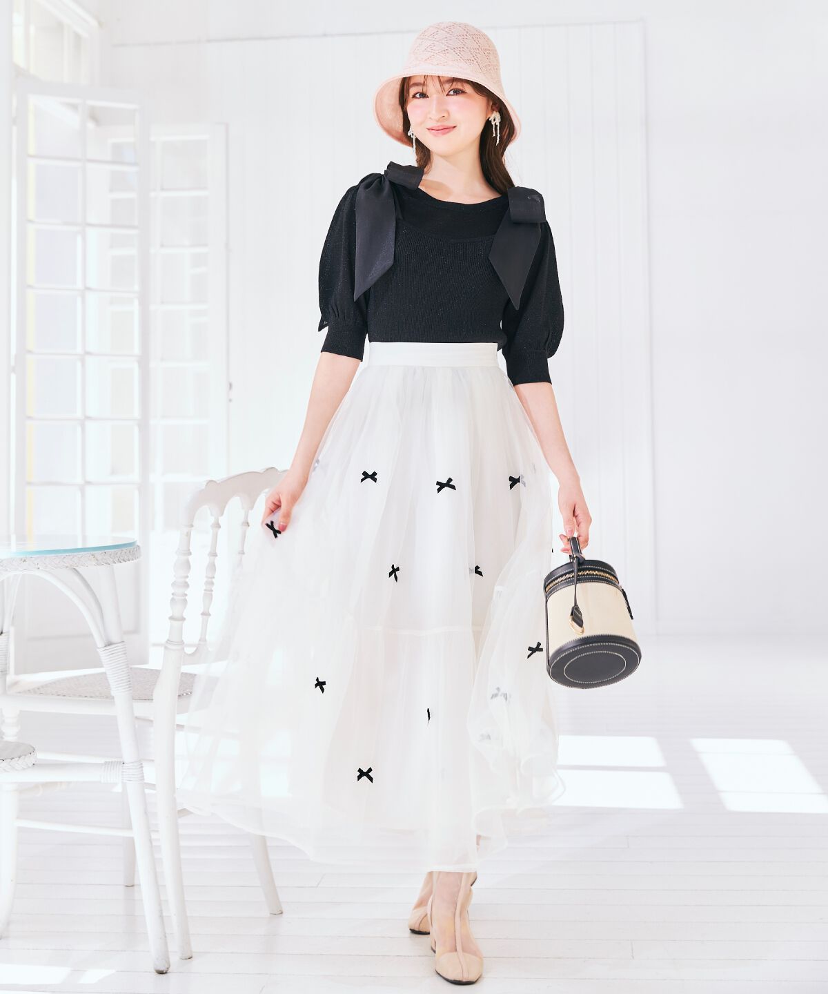 WILLSELECTION「リボンデザインチュールスカート」|フレア|