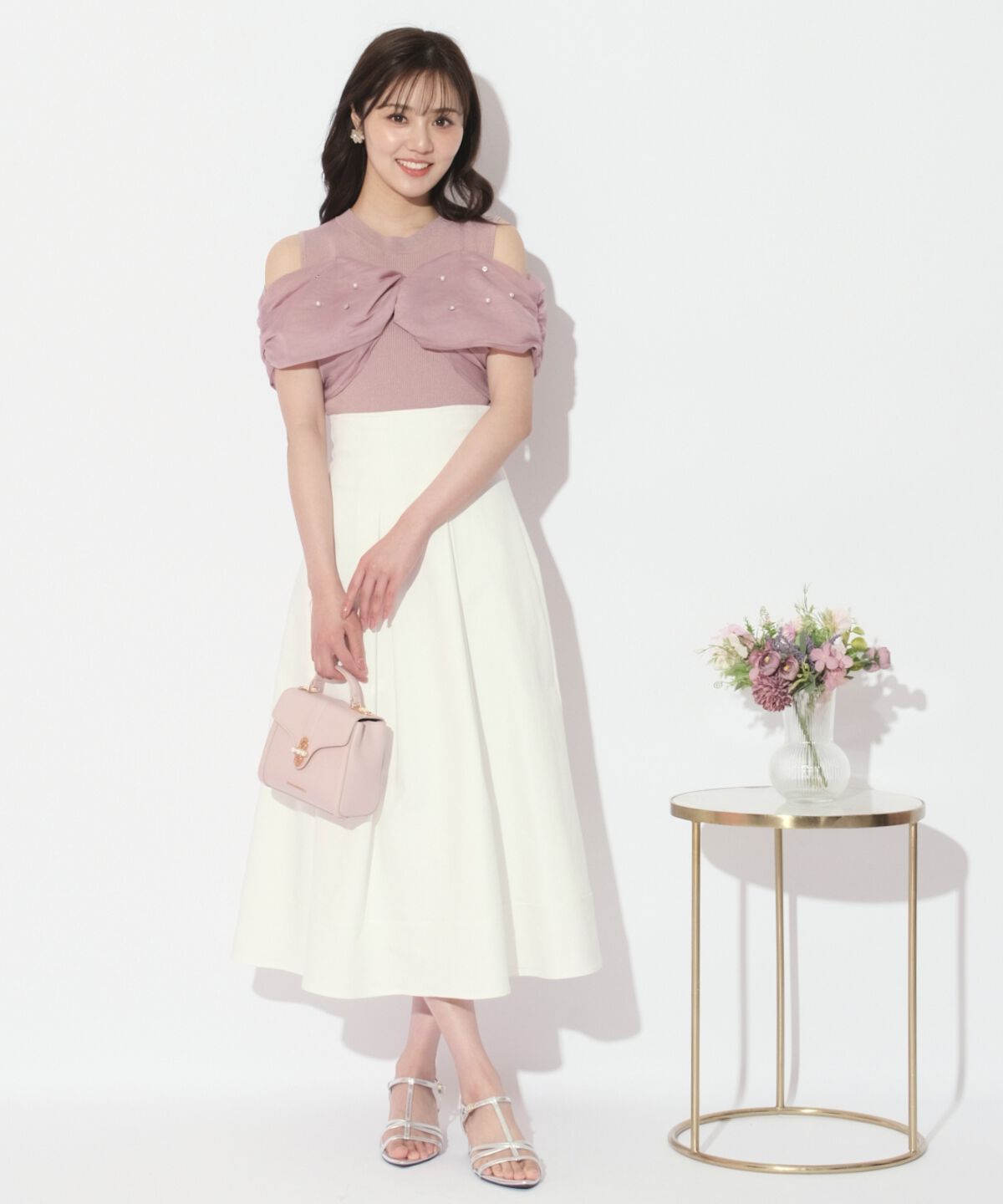 WILLSELECTION「ビジュー付きリボン風ニットプルオーバー」|ニット・セーター|