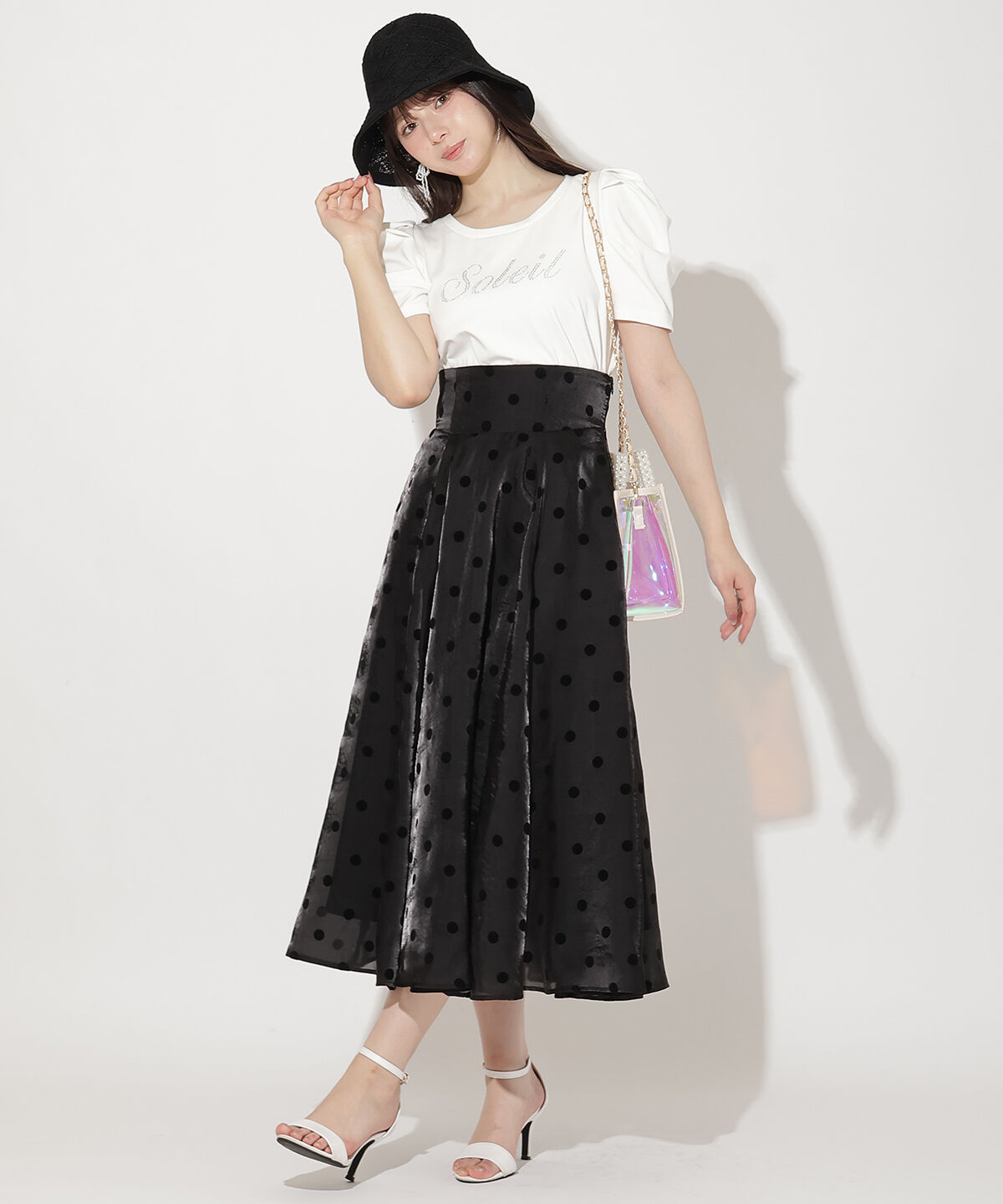 WILLSELECTION「タックスリーブラインストーンロゴTシャツ」|Tシャツ・カットソー|