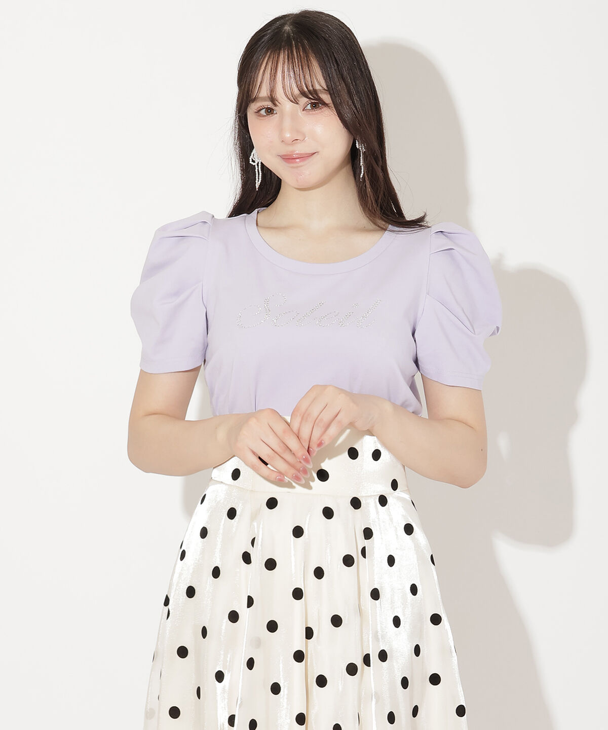 WILLSELECTION「タックスリーブラインストーンロゴTシャツ」|Tシャツ・カットソー|