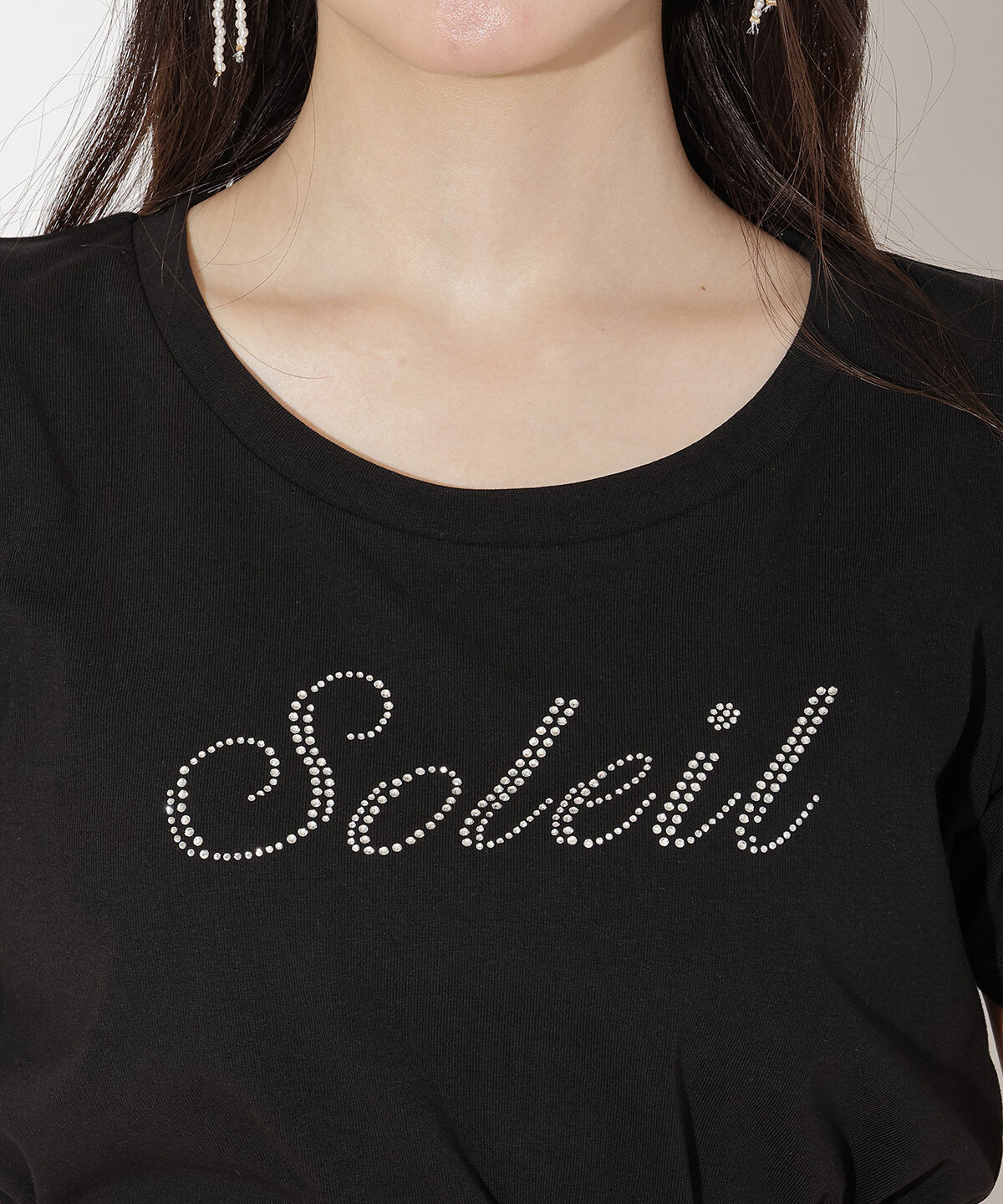 WILLSELECTION「タックスリーブラインストーンロゴTシャツ」|Tシャツ・カットソー|