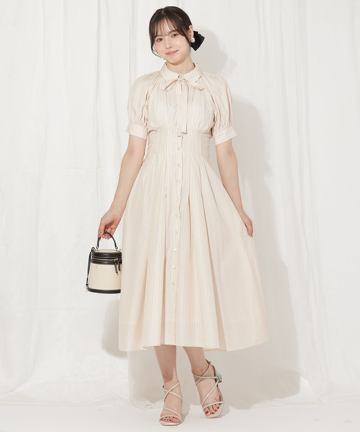 WILLSELECTION「ラグランスリーブストライプシャツワンピース」|ワンピース|beige/borderｽﾄﾗｲﾌﾟ