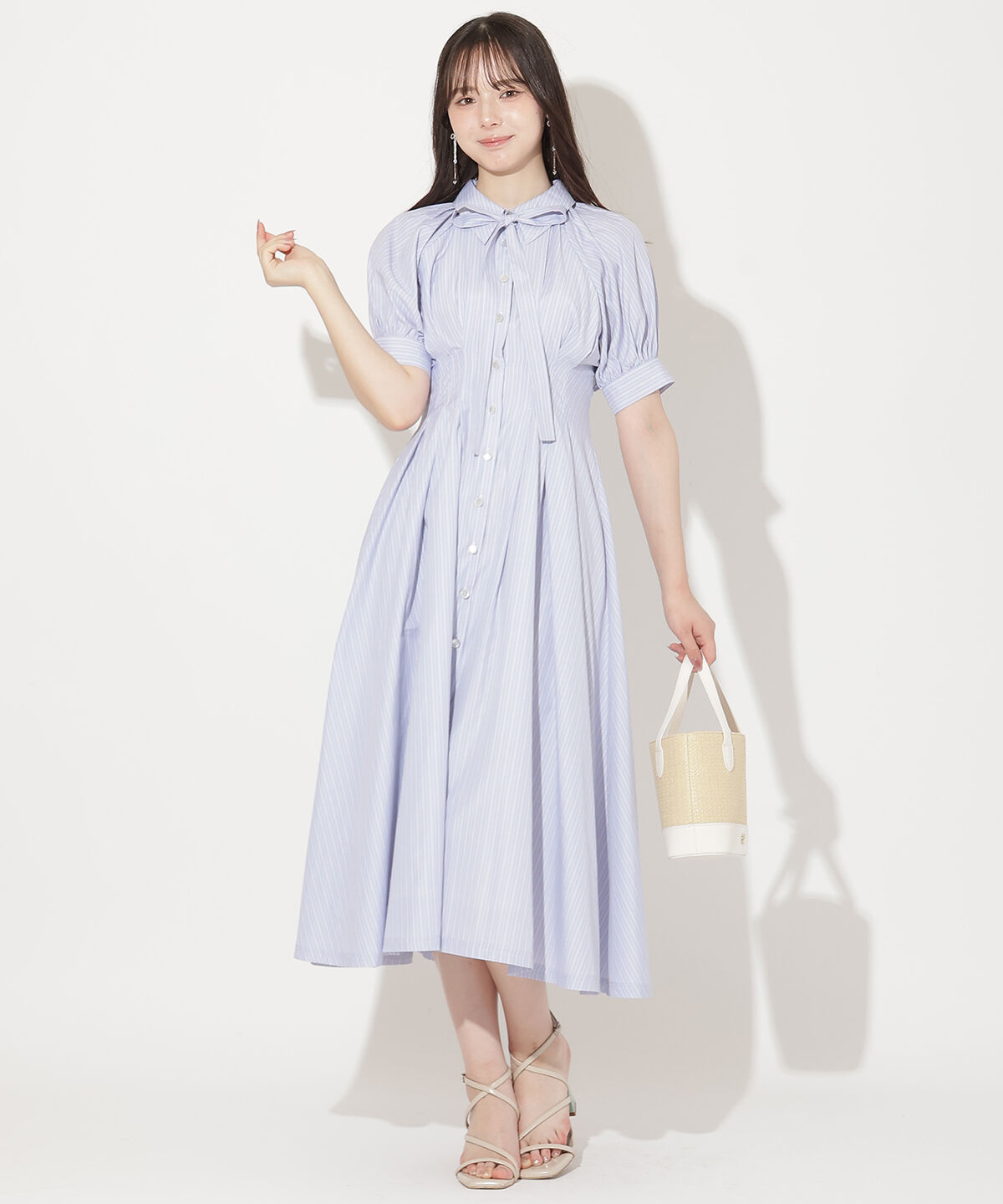 WILLSELECTION「ラグランスリーブストライプシャツワンピース」|ワンピース|