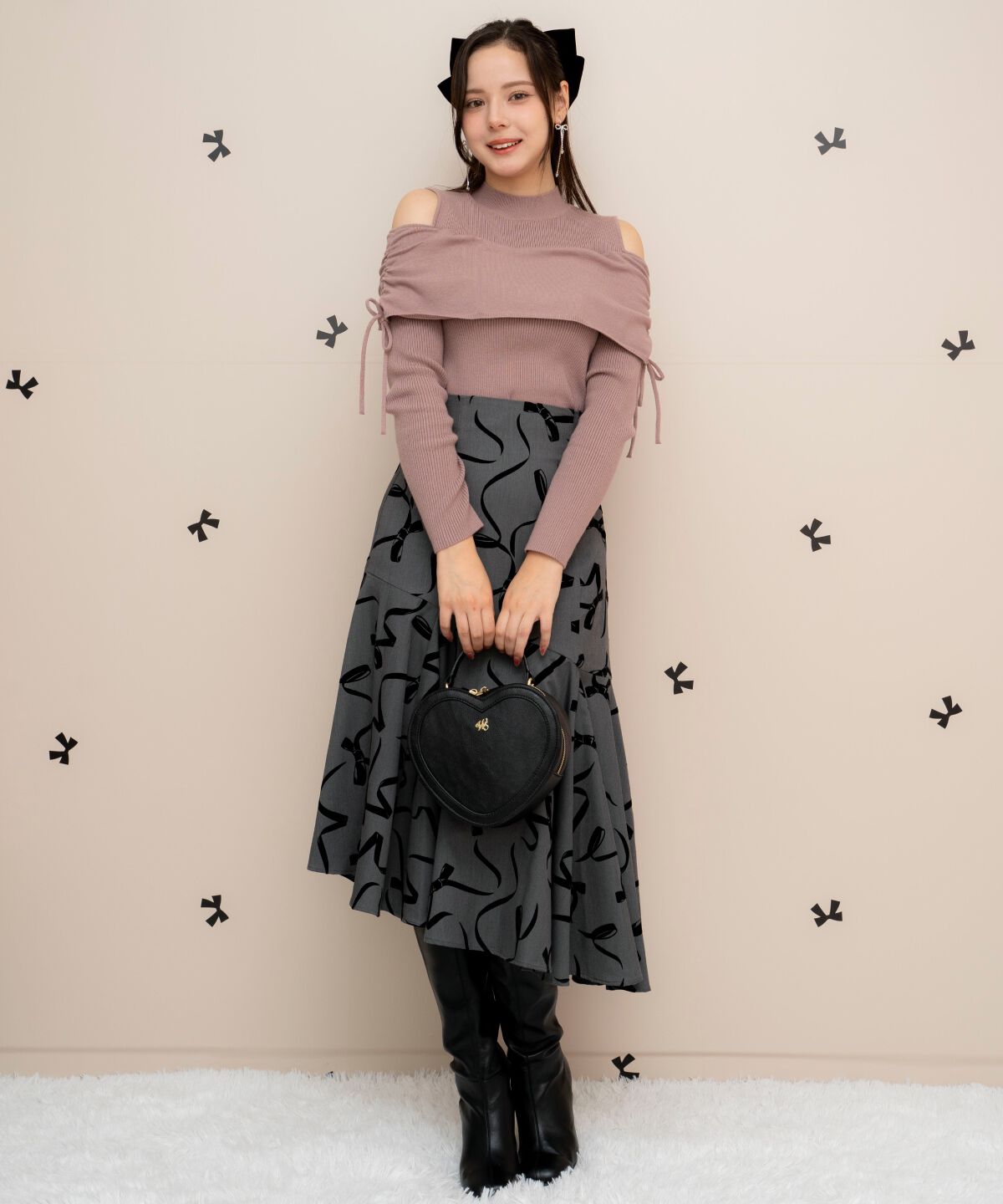 WILLSELECTION「ギャザーリボンオフショルニット」|ニット・セーター|