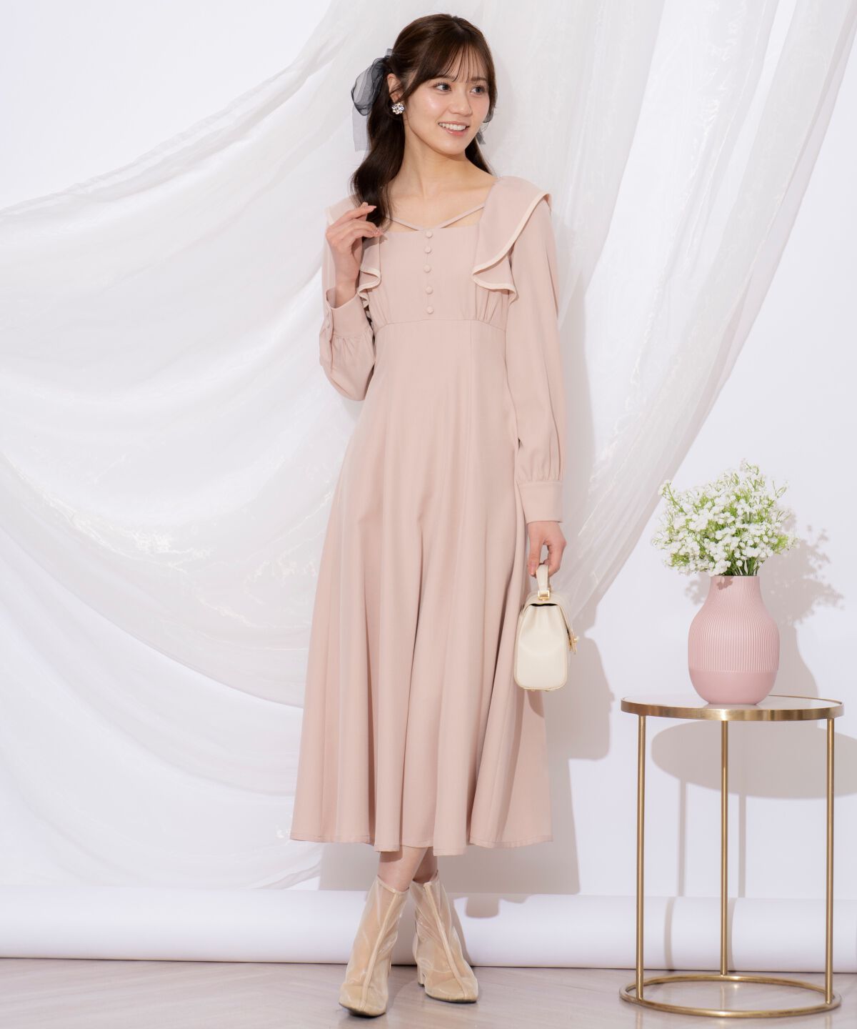 WILLSELECTION「配色パイピングフリルワンピース」|ワンピース|