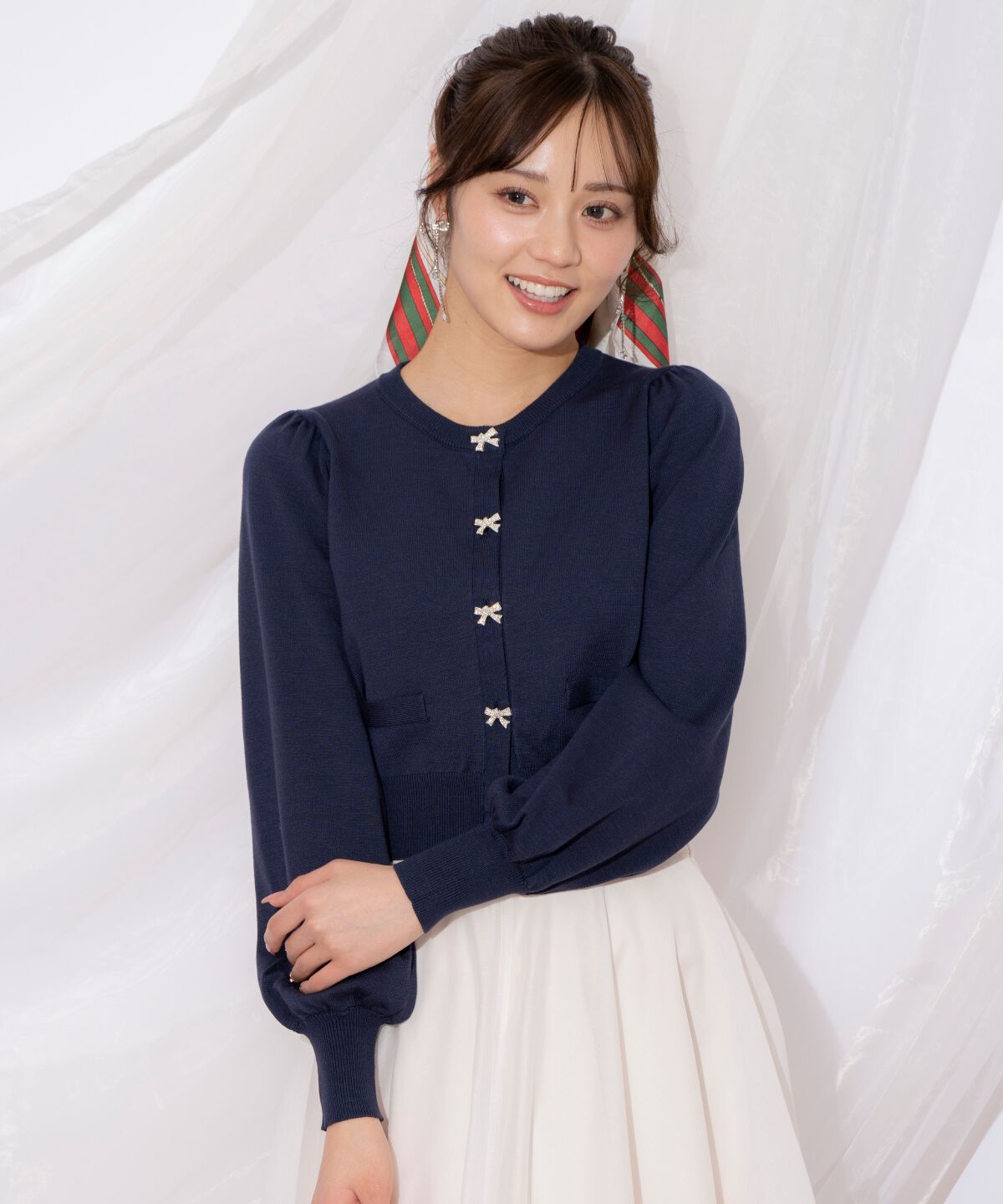 WILLSELECTION「ビジューリボンカーディガン」|カーディガン|