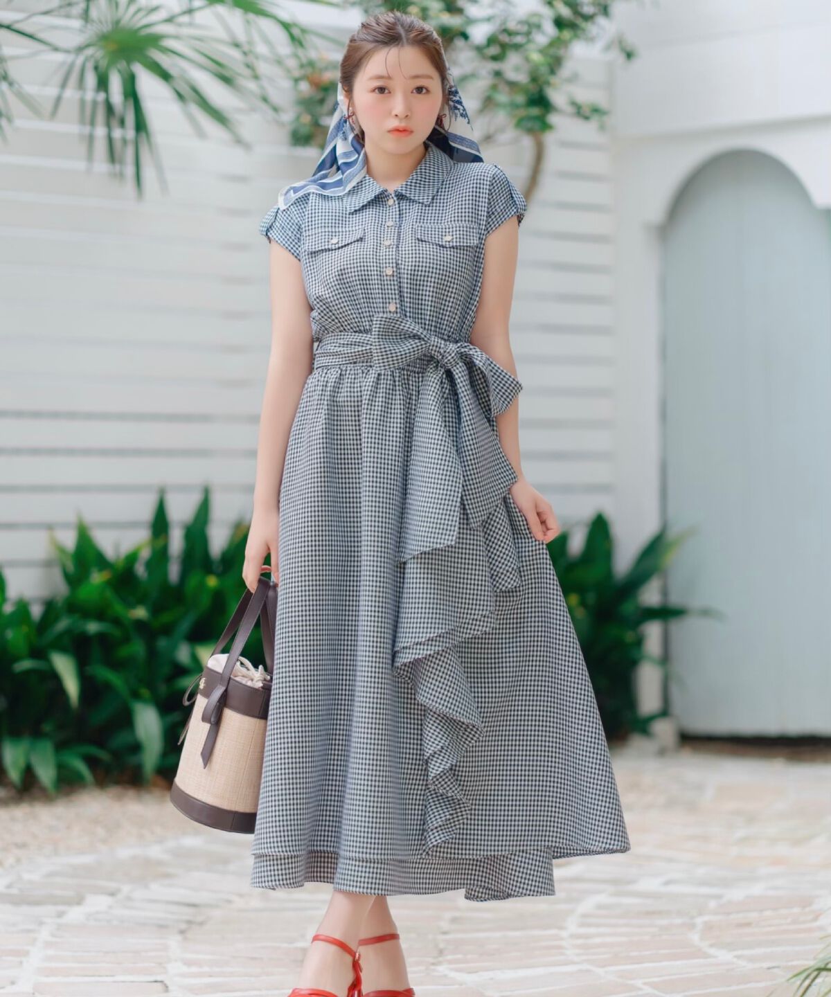 WILLSELECTION「ラッフルシャツワンピース」|ワンピース|紺系チェック