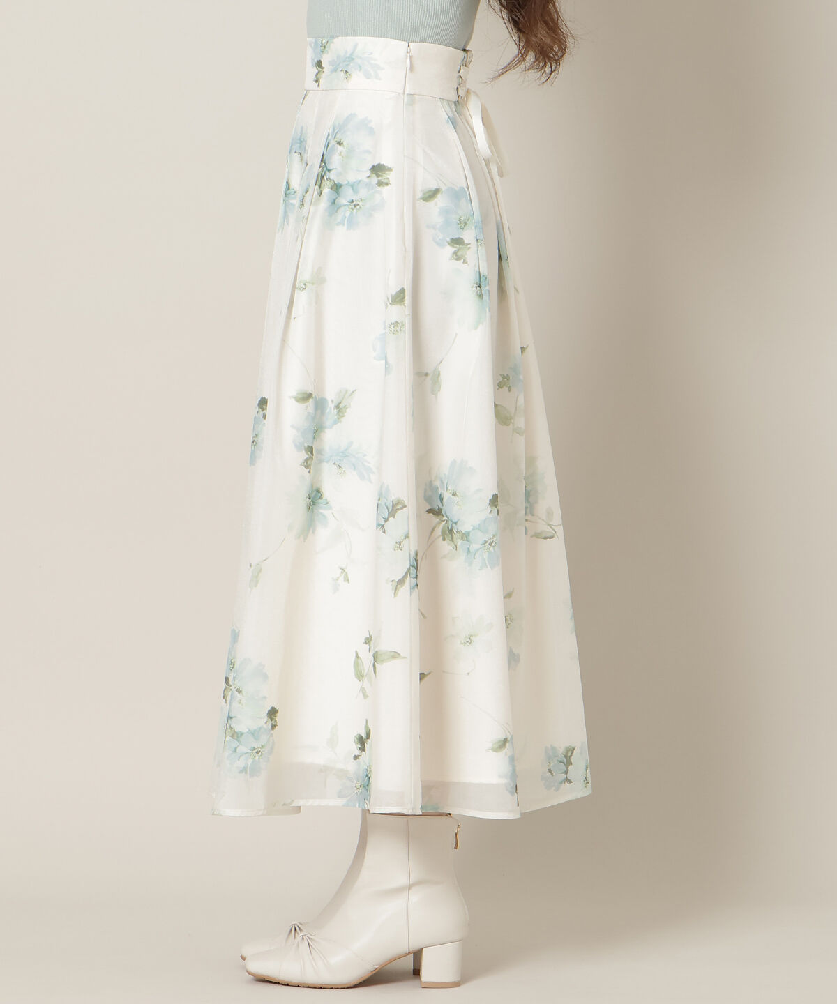 WILLSELECTION「フラワープリントシアータックスカート」|フレア|