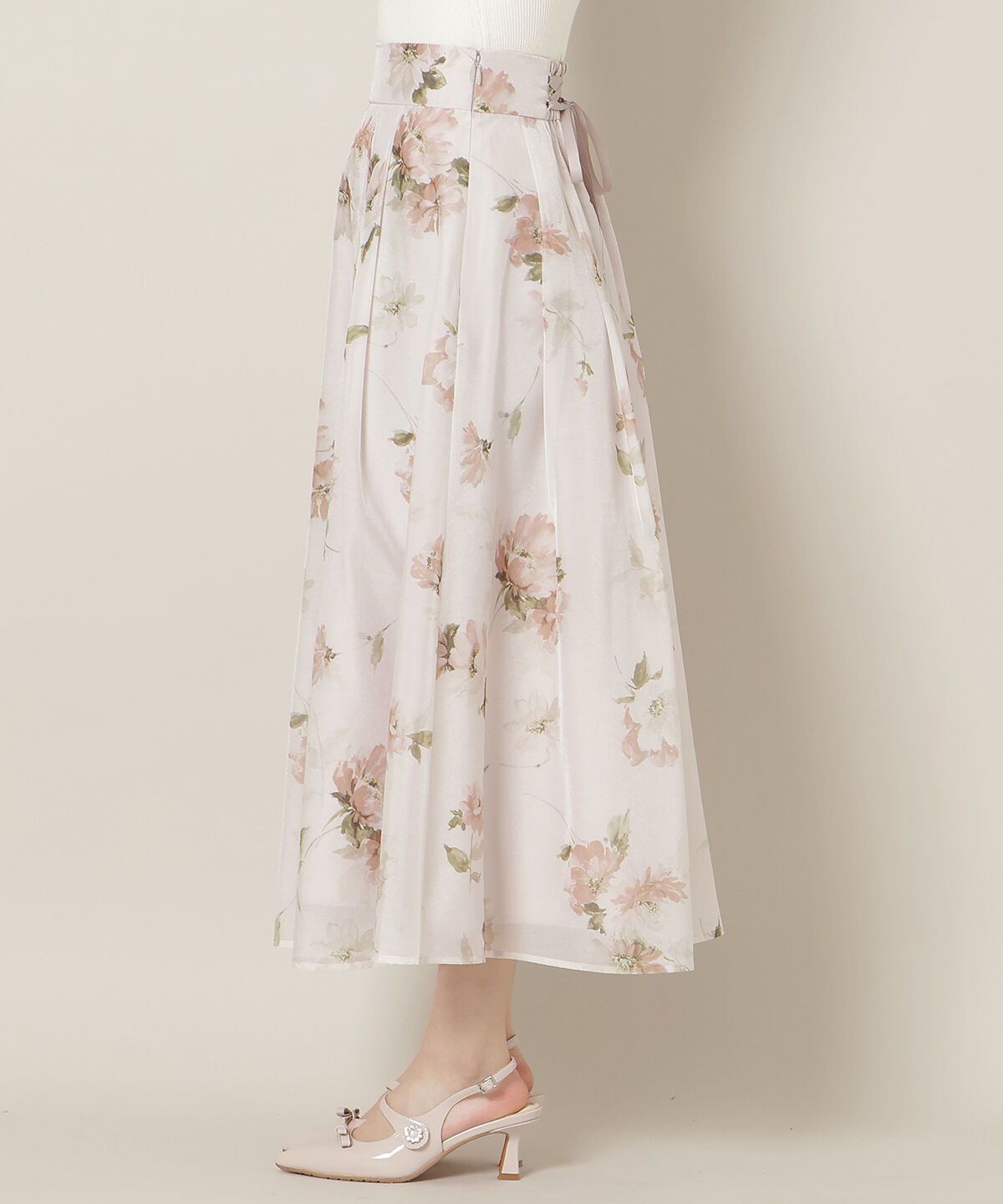 WILLSELECTION「フラワープリントシアータックスカート」|フレア|