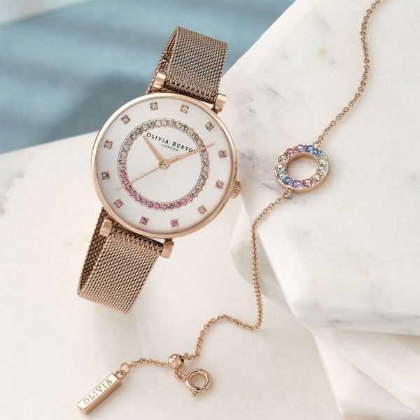 OLIVIA BURTON 「〈OLIVIA BURTON(ｵﾘﾋﾞｱﾊﾞｰﾄﾝ)〉 32mm  ﾍﾞﾙｸﾞﾚｲﾌﾞ ﾃｨｰﾊﾞｰﾎﾜｲﾄ&ｶｰﾈｰｼｮﾝｺﾞｰﾙﾄﾞﾒｯｼｭ」|腕時計|ROSE GOLD