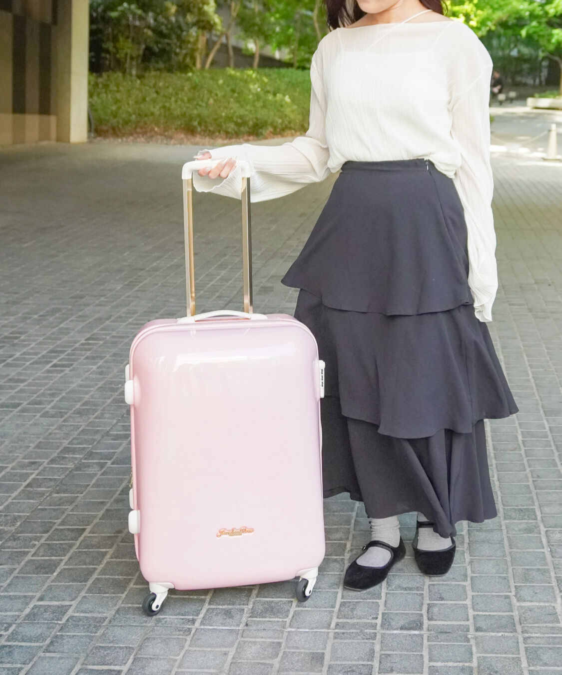 Jewelna Rose「キャンディポケット　スーツケース　56リットル　3ｰ5泊におすすめ　エキスパンド仕様　39872」|キャリーケース|ベビーピンク